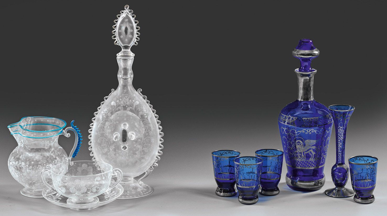 Null Collection de verres de Murano et service de restes de liqueur 9 pièces ; 2&hellip;