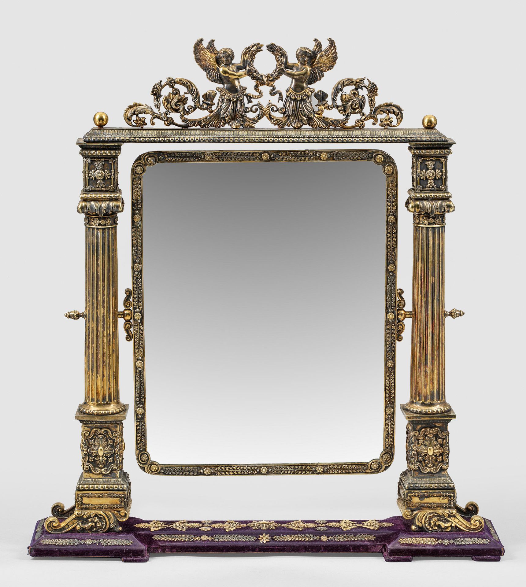 Null Magnifique miroir de table de la fin du classicisme en argent, entièrement &hellip;