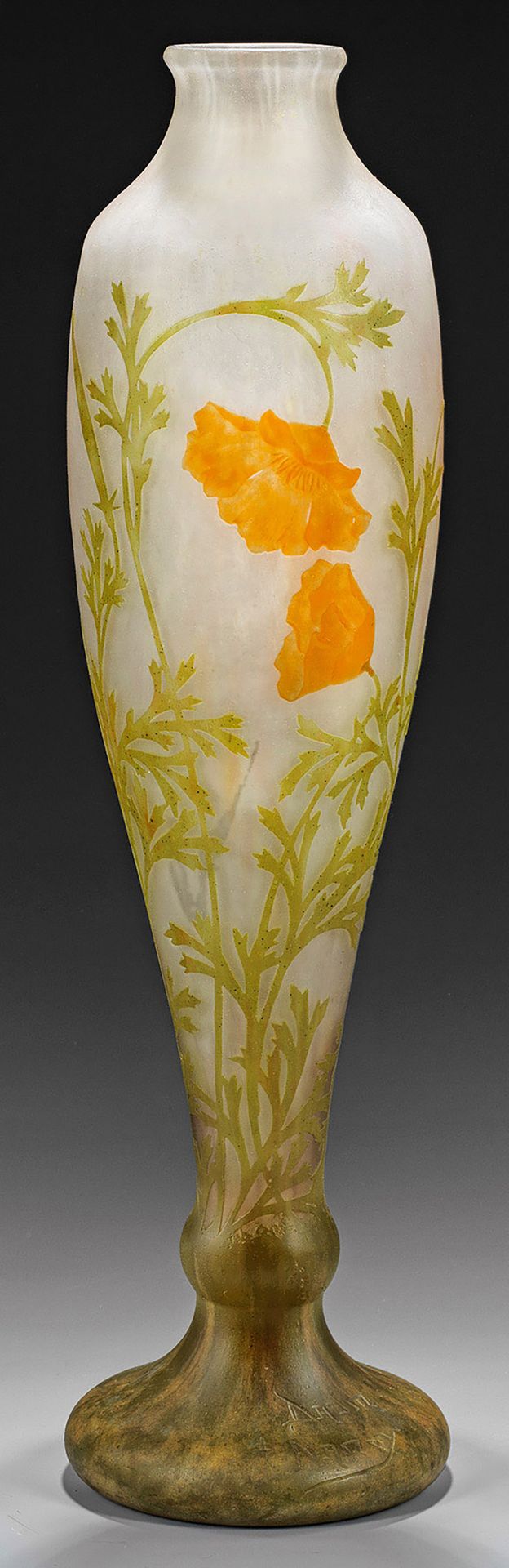 Null Rare grand vase décoratif Art Nouveau au pavot de Californie de Daum Frères&hellip;