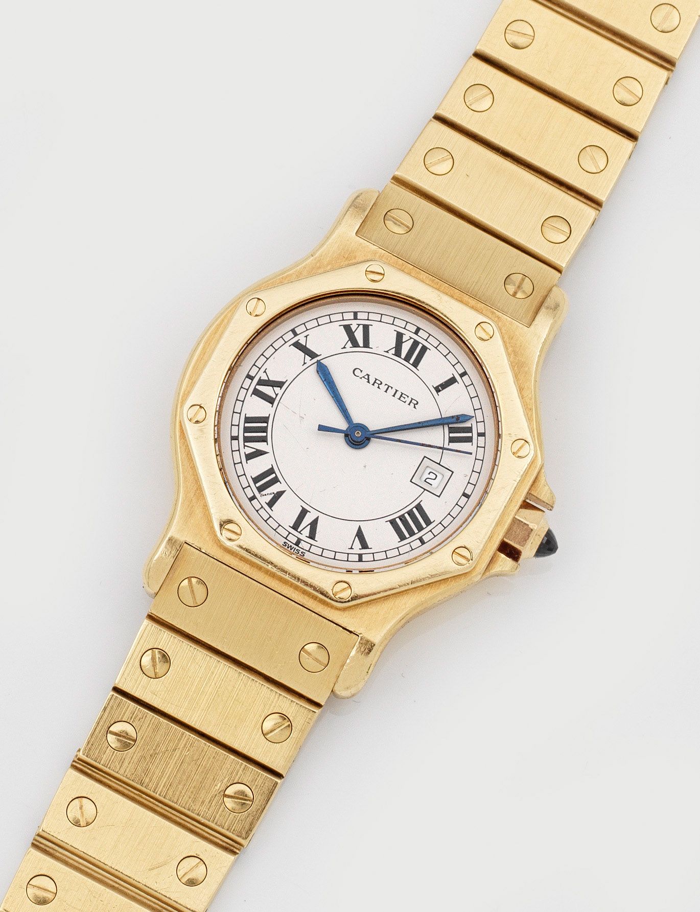 Null Montre bracelet de dame Cartier-"Santos-Ronde-Octagon" des années 1990.
Boî&hellip;