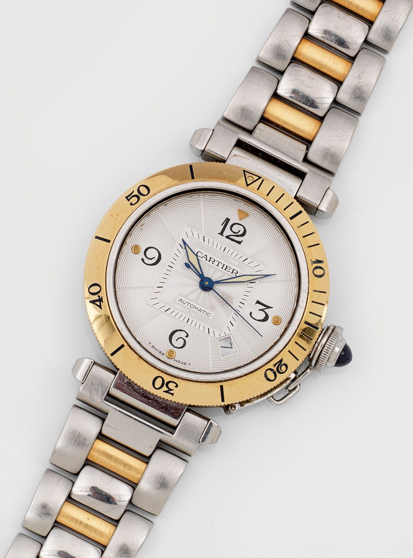 Null Wristwatch by Cartier-"Pasha de Cartier" steel, 18 ct. Gold; round watch ca&hellip;