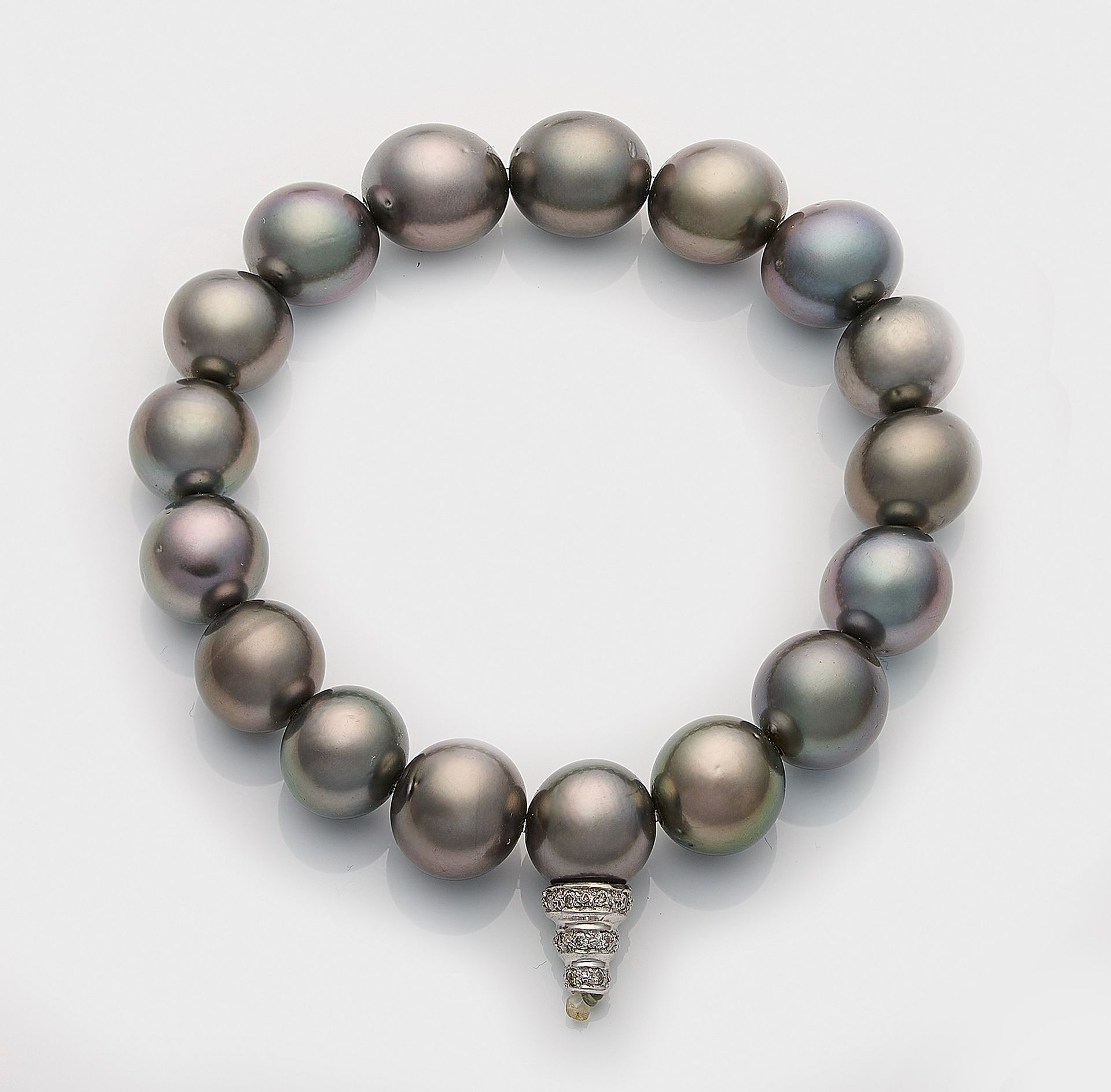Null Bracciale di perle di Tahiti di Leicht in oro bianco, 14 carati; fila singo&hellip;