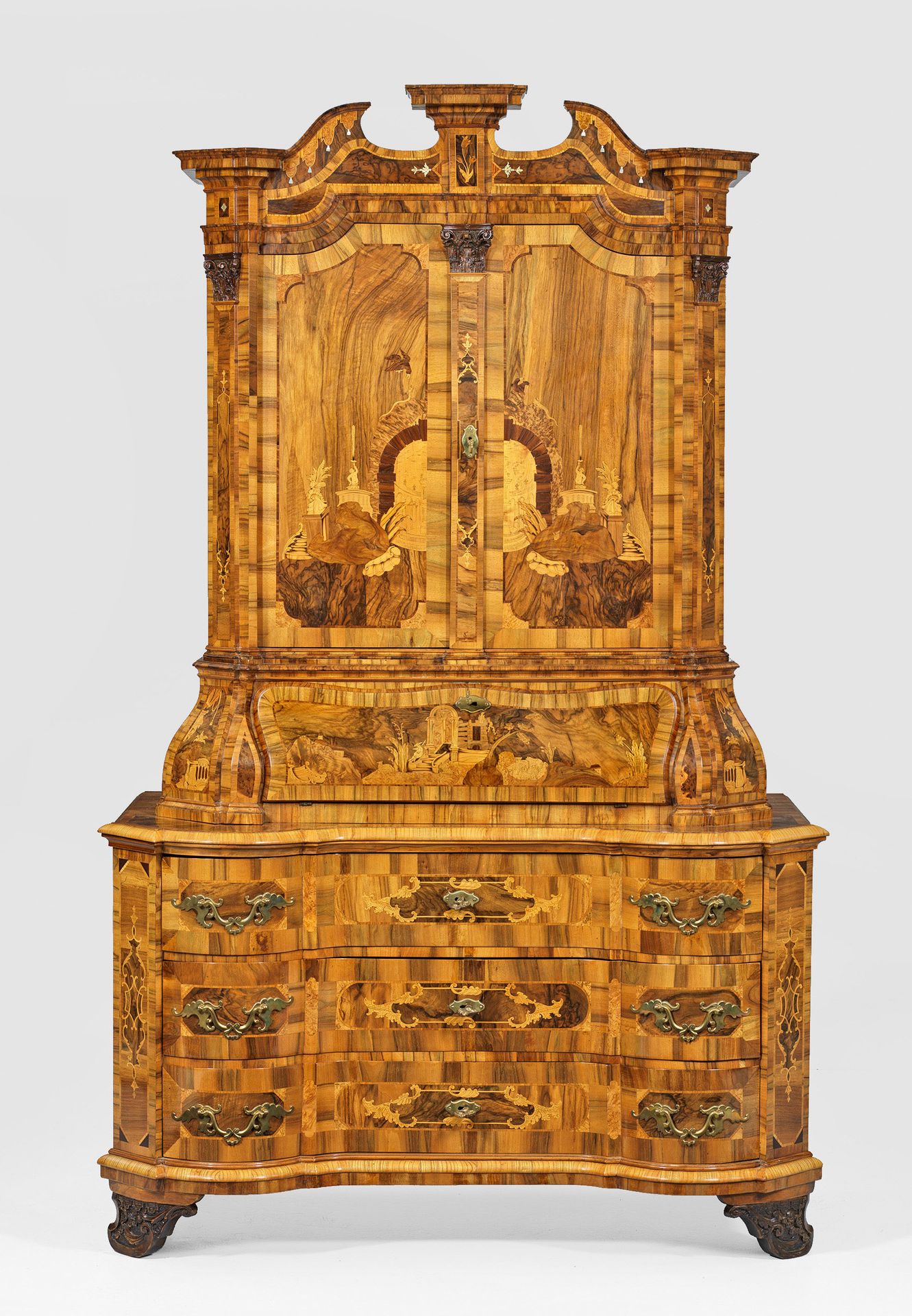 Null Outstanding Baroque top-mounted secretary attributed to the master Johann G&hellip;