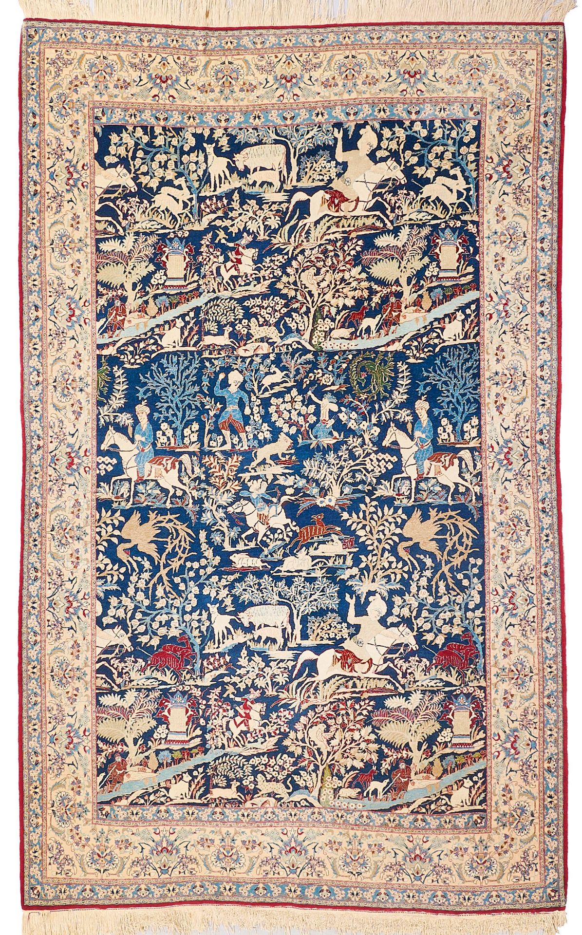Null Ancien petit tapis de chasse Naïn Perse. Milieu du 20e s. ; laine kork avec&hellip;