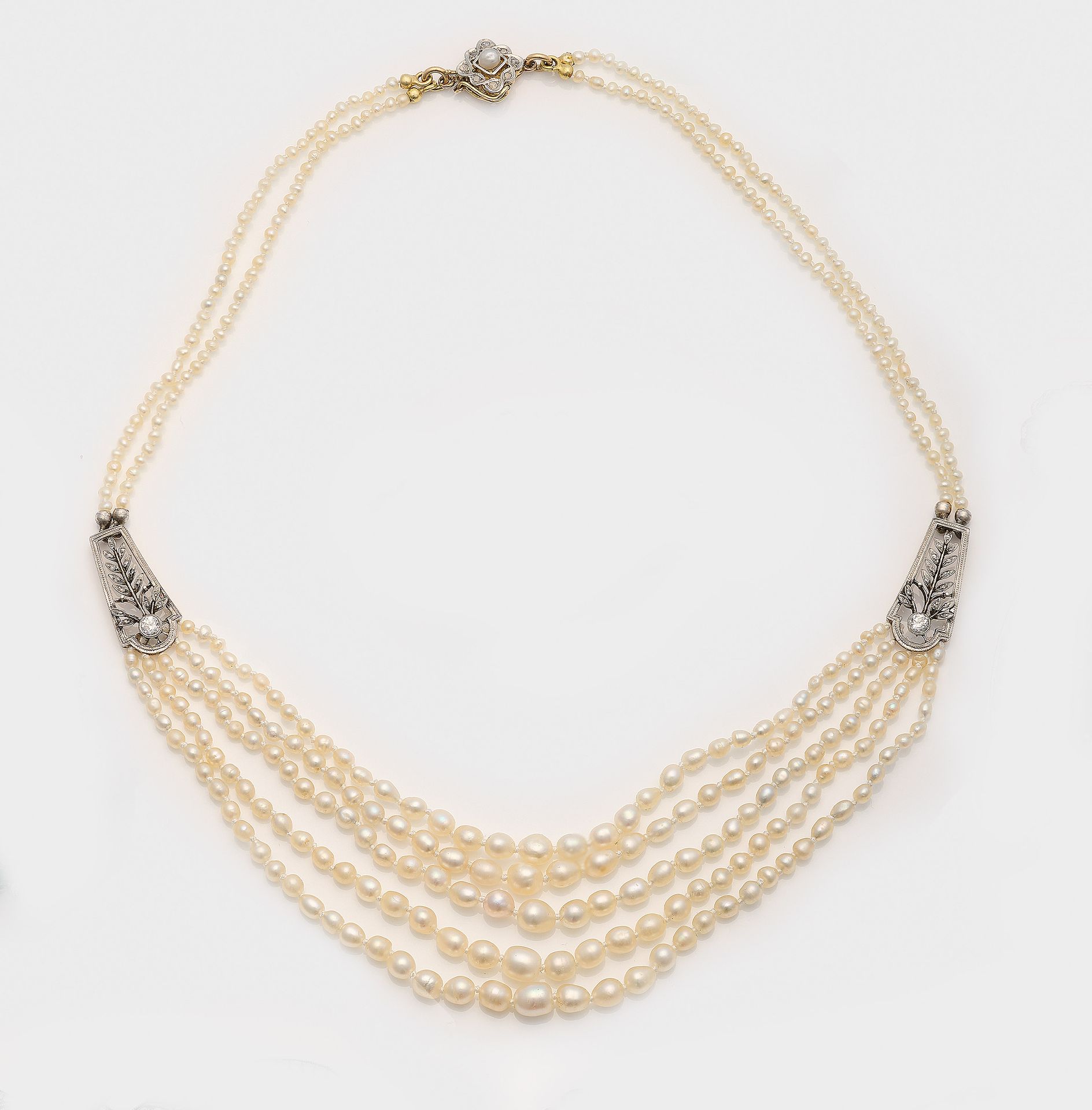 Null Collier de perles d'Orient Art Nouveau en or jaune, 14 ct, en partie allié &hellip;