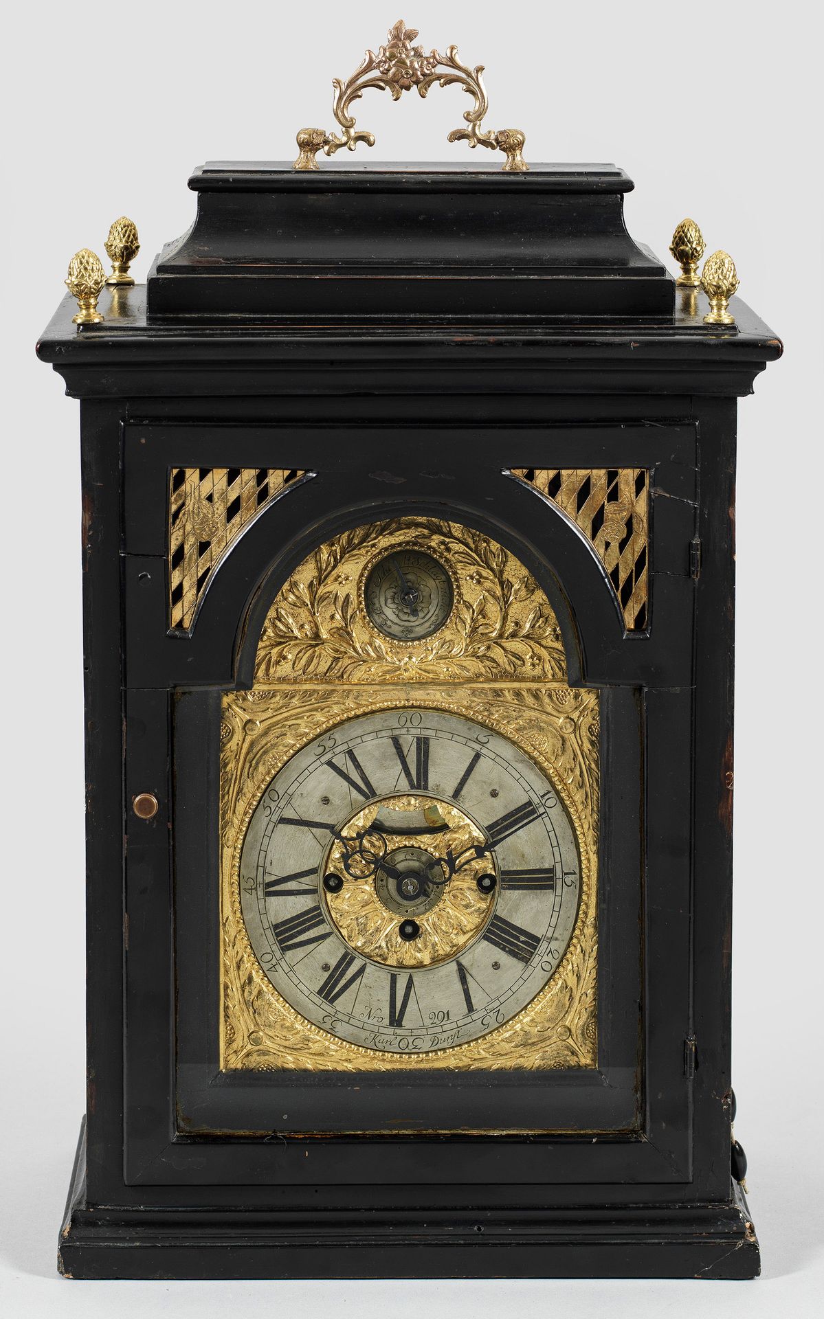 Null Baroque wooden, ebonized longcase clock. Straight, tall rectangular body gl&hellip;
