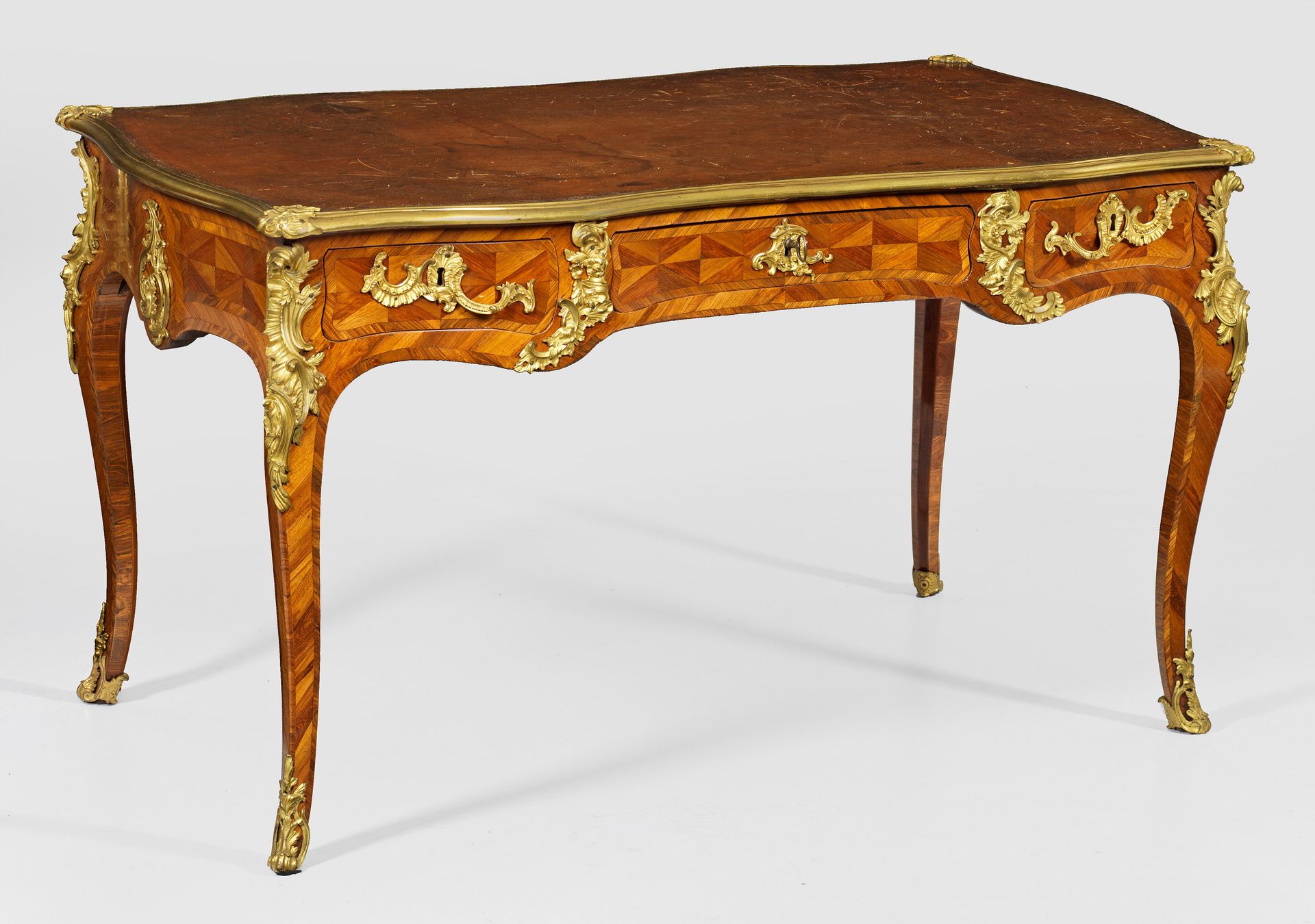 Null Small signed Louis XV bureau plat by Antoine Criaerd rosewood and kingwood,&hellip;