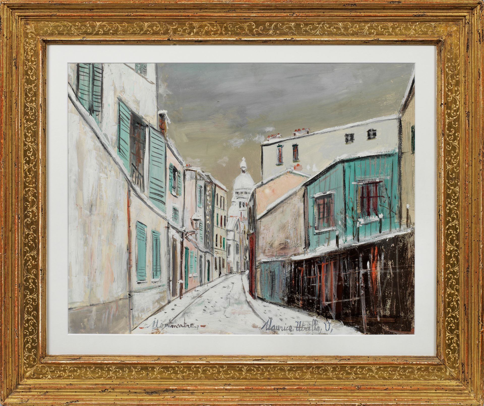 Null 莫里斯-乌特里罗（1883 年，巴黎 - 1955 年，达克斯） 
"雪中的圣鲁斯提克街原标题 
1933/34 年左右绘制的巴黎景色，背景是蒙马特尔&hellip;