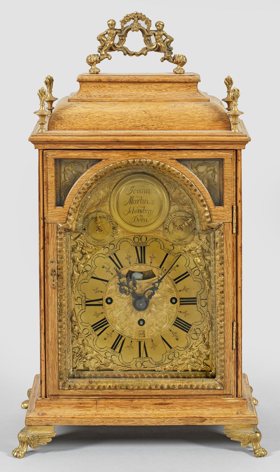 Null Baroque oak longcase clock. Rectangular body, glazed on all sides, on sculp&hellip;