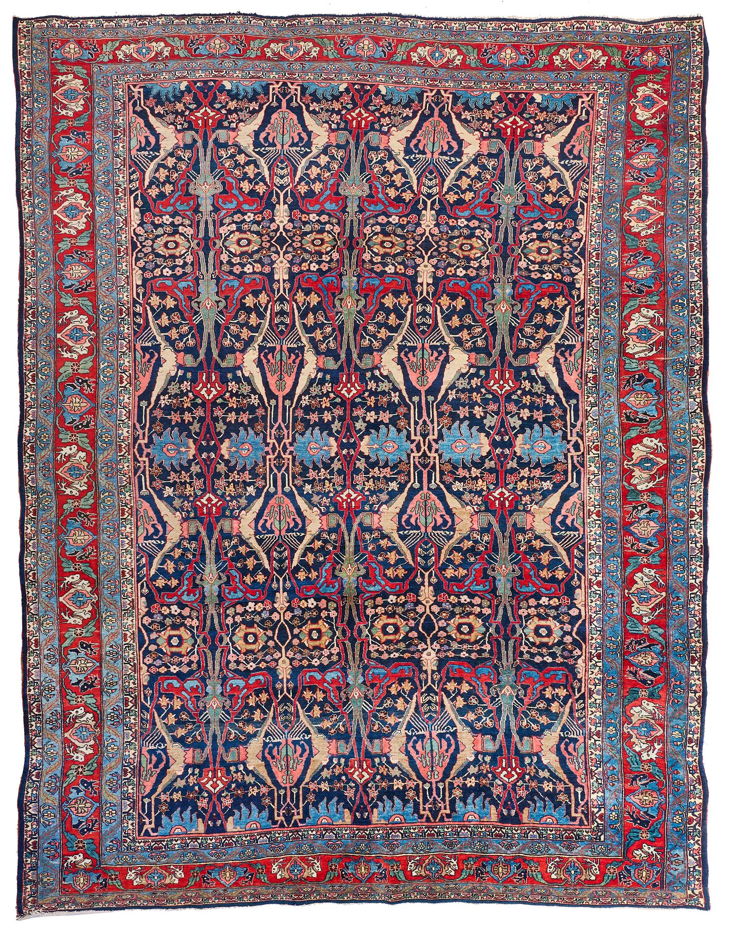 Null Large old Bijar rug Persia. Circa 1950. Wool on cotton. The dark blue centr&hellip;