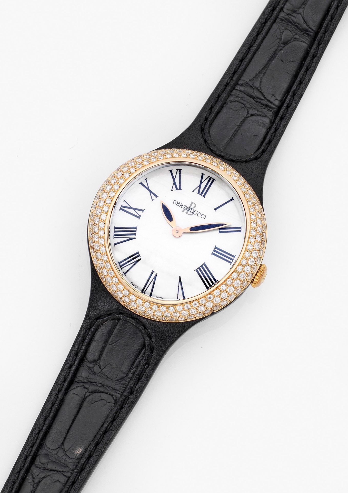 Null Jewelry ladies' wristwatch by Bertolucci-"Serena Garbo" steel, partly 18 ct&hellip;