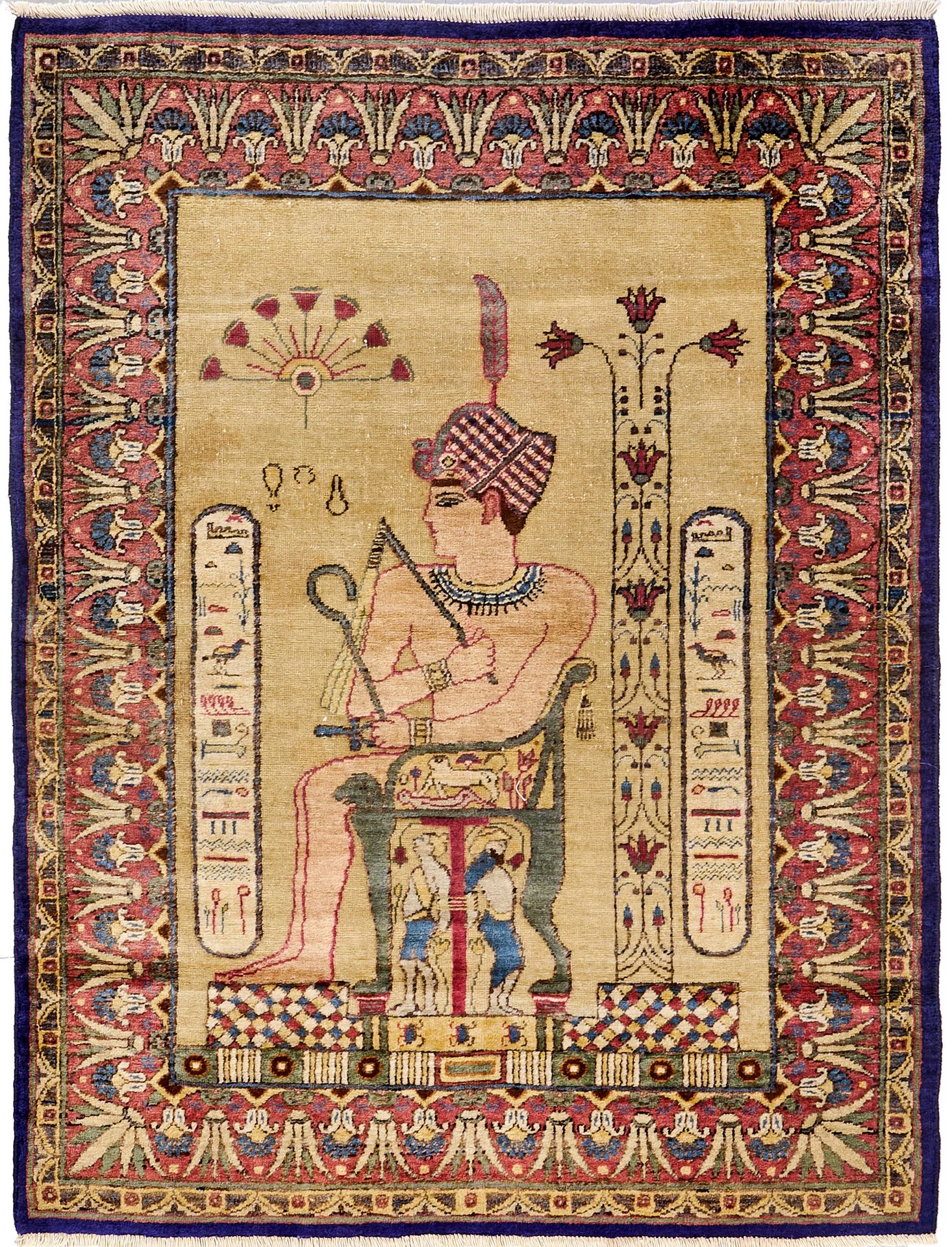 Null Ancienne tapisserie de Kirman de style égyptien Perse. Vers 1940, laine sur&hellip;