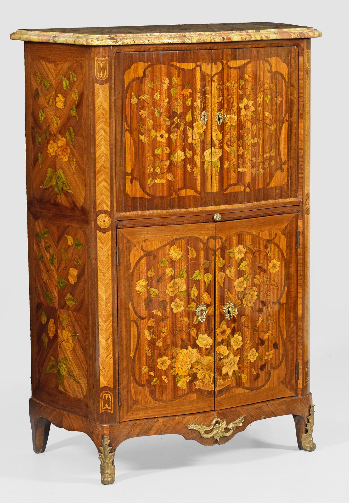 Null Signed Louis XV writing cabinet by Adrien Delorme rosewood and rosewood, ve&hellip;