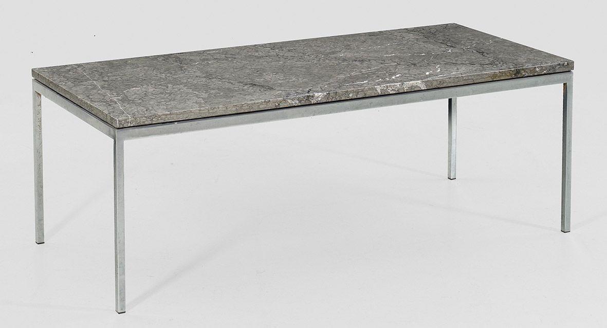 Null Table basse de Florence Knoll Acier et marbre gris foncé à veines noires et&hellip;