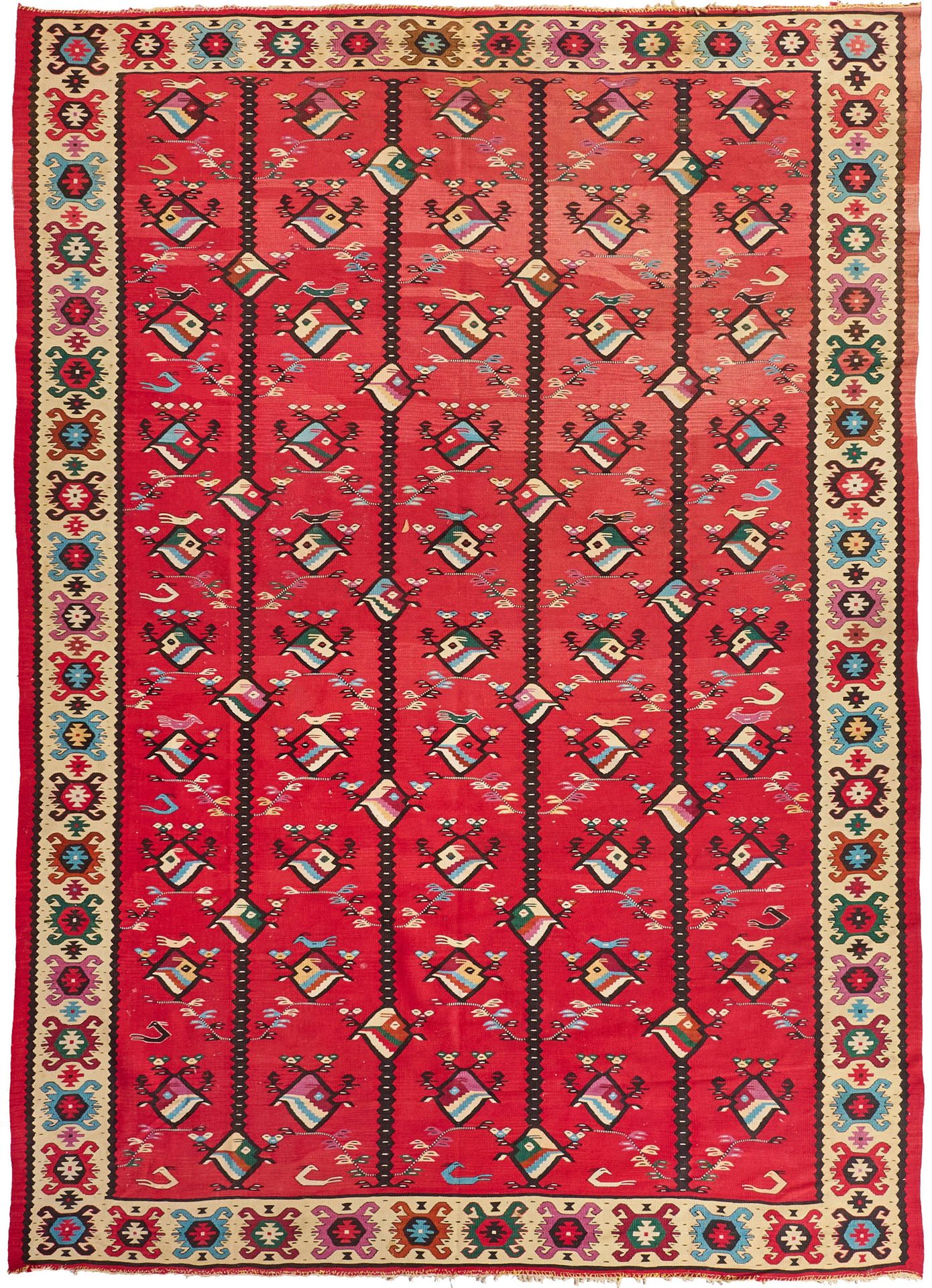 Null Large kilim rug Turkey. Anatolia. Wool on cotton, woven flat. The red centr&hellip;