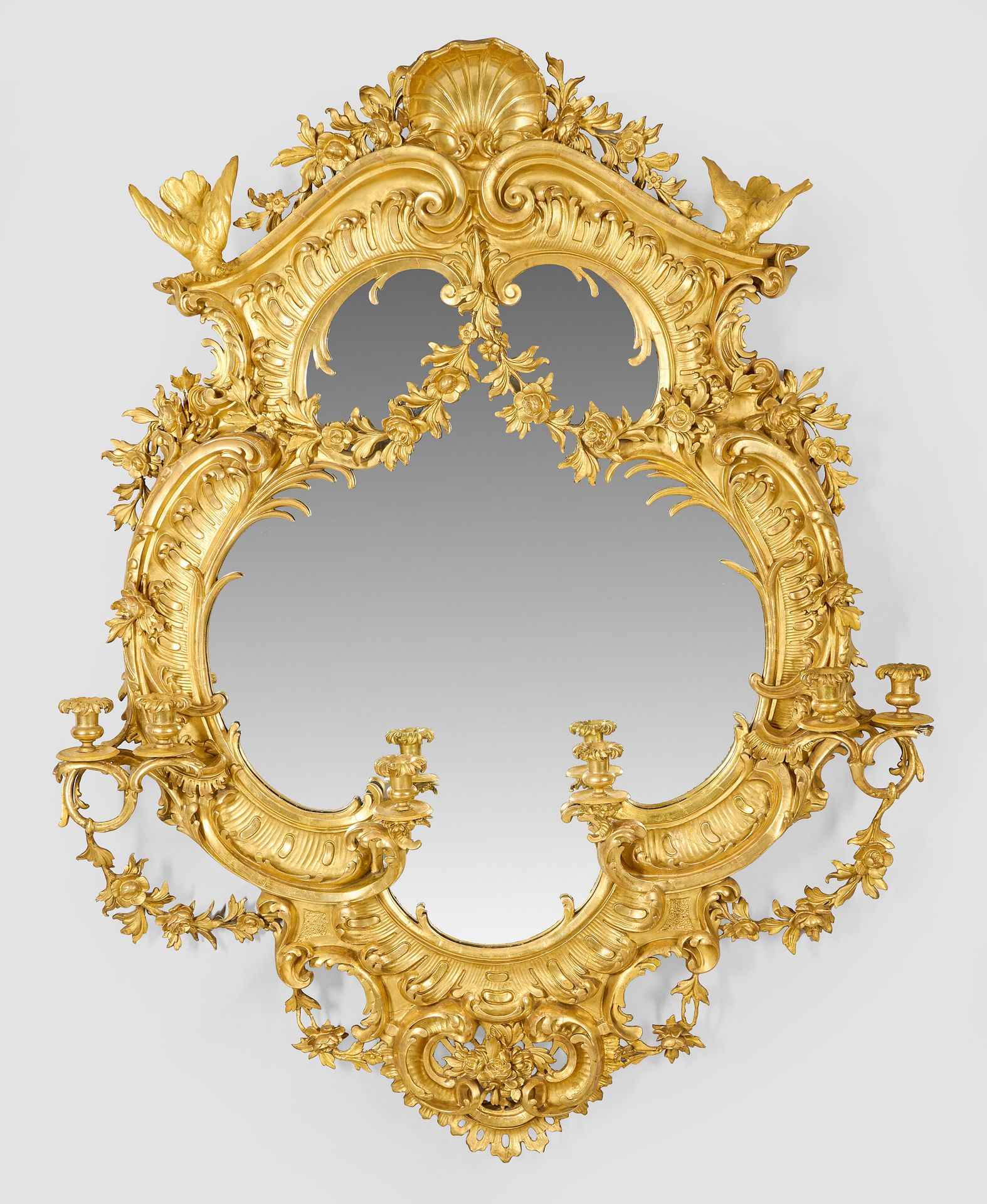Null Magnifico specchio da parete in legno della Belle Epoque, stuccato, dipinto&hellip;