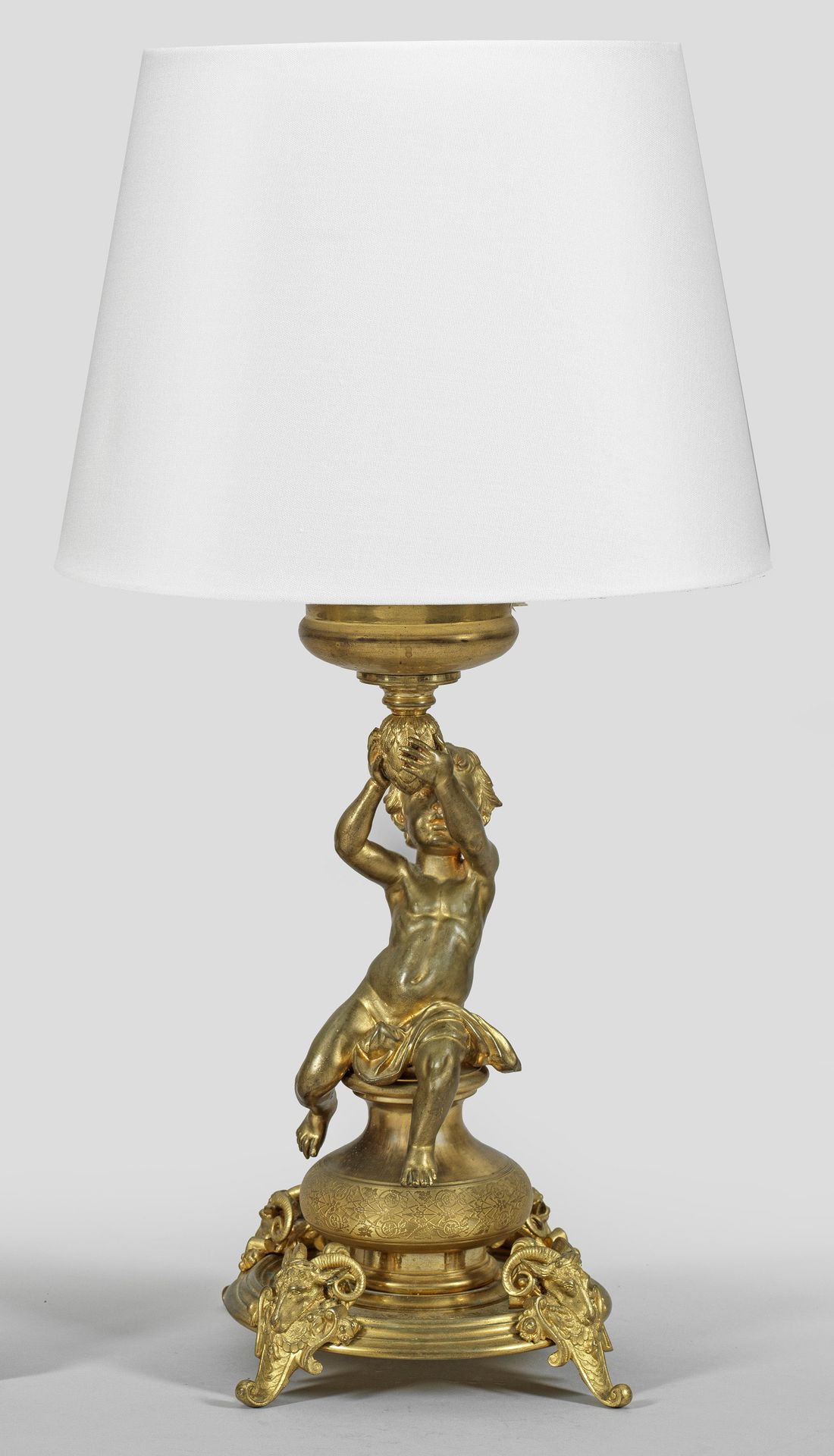 Null Lampada da tavolo Napoleone III, a 1 luce; bronzo, dorato. Elemento a balau&hellip;