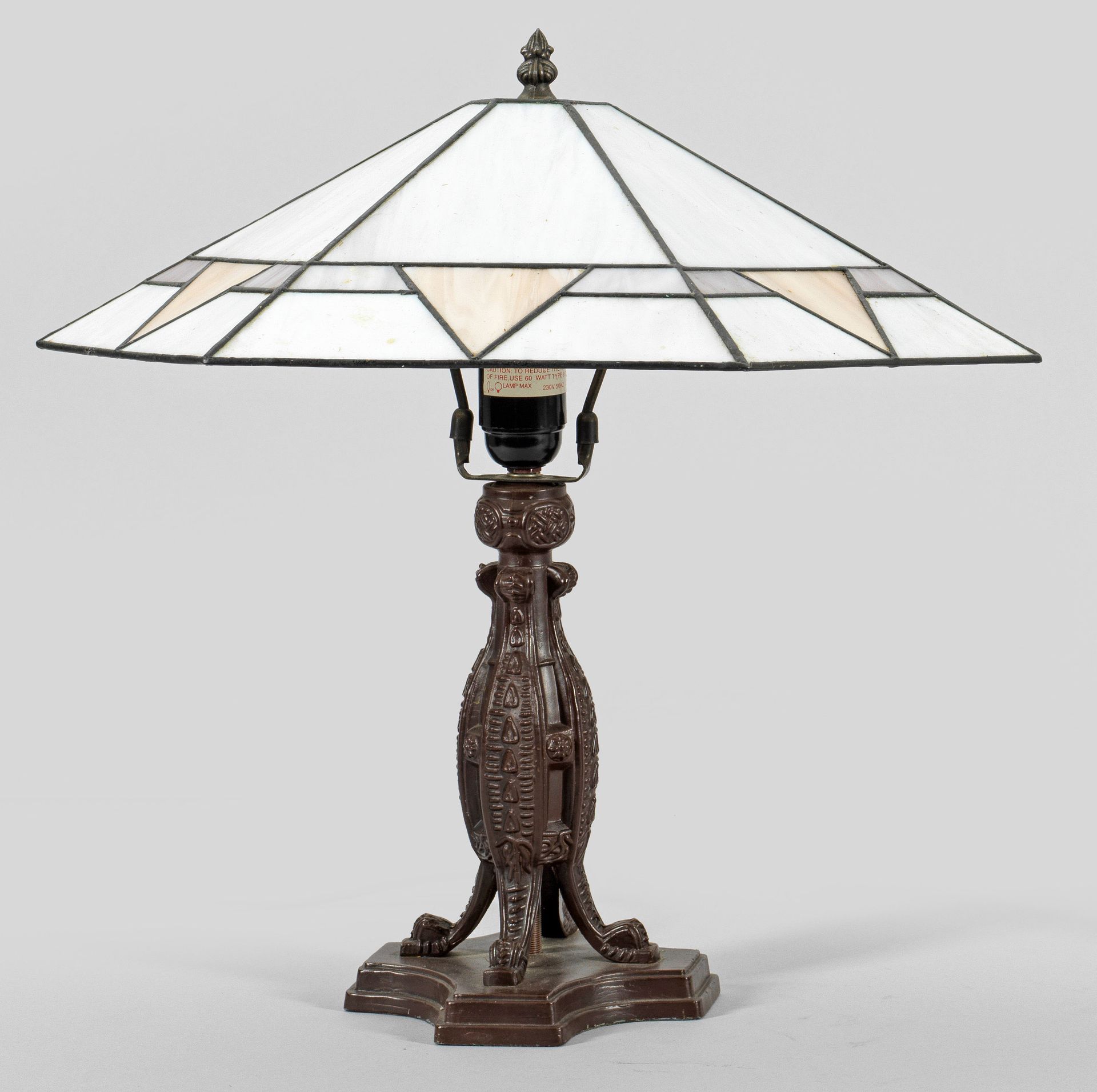 Null Lampada da tavolo Art Nouveau a 1 luce; metallo laccato marrone scuro e vet&hellip;