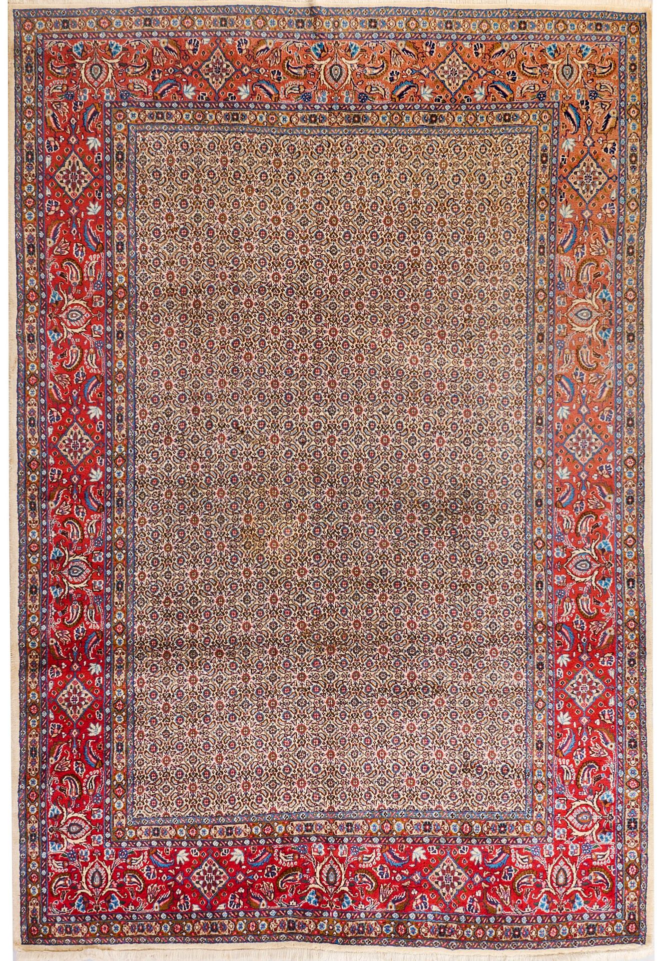 Null Moud rug Persia. Wool on cotton. The ivory-colored central field is densely&hellip;