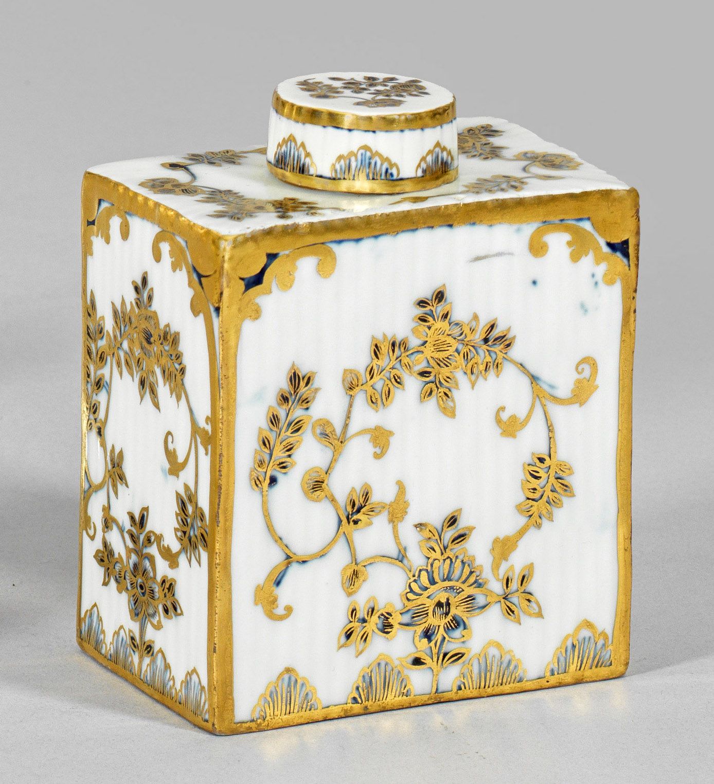Null Boîte à thé à décor de fleurs de paille et peinture dorée Corps rectangulai&hellip;
