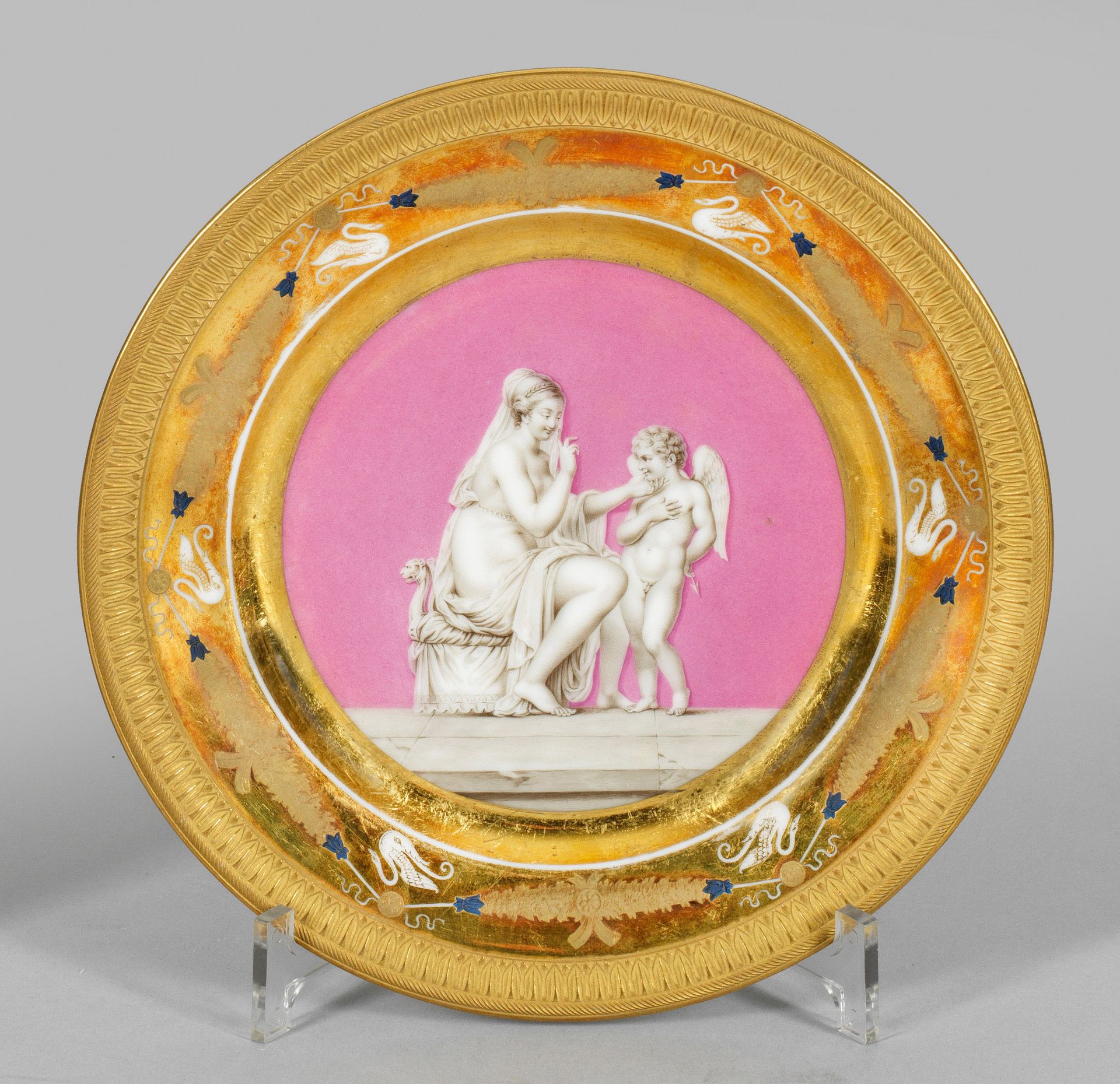 Null Assiette à motif Empire représentant "Vénus et Cupidon" Forme ronde, bord e&hellip;