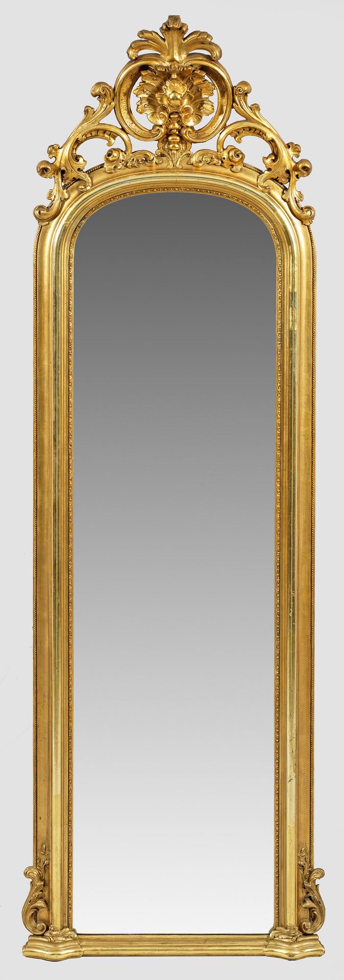 Null Large Belle Epoque wall mirror Stuccoed, painted and gilded. Rectangular, p&hellip;