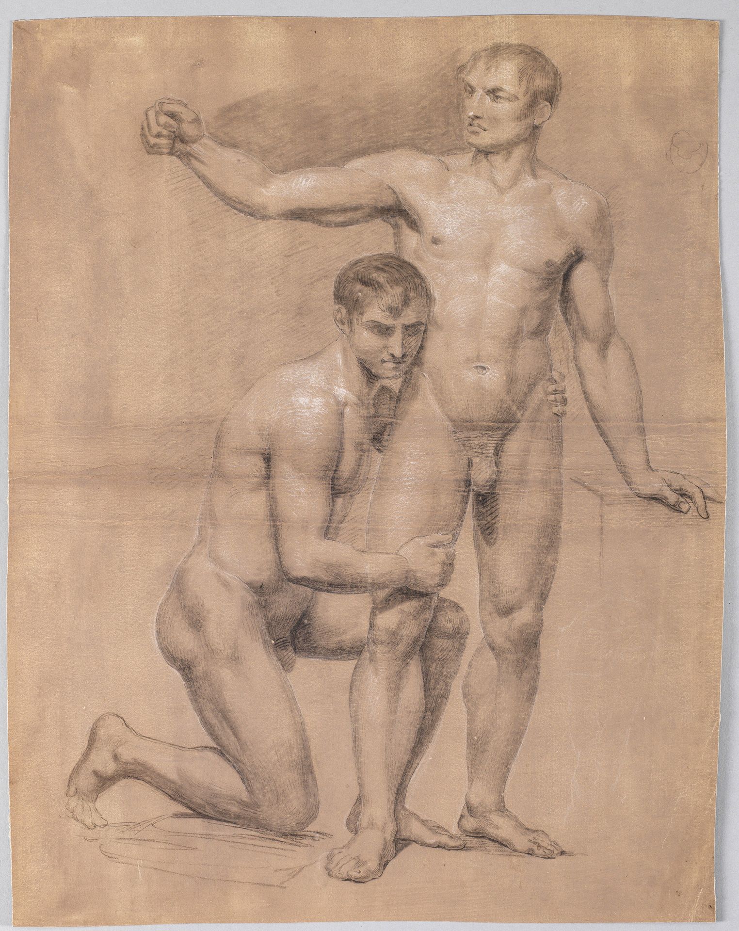 Null 约翰-海因里希-贝克（1788 年，德绍 - 1875 年，同上）
两个年轻人的裸体研究，分别为站姿和跪姿
贝克创作于 1814 年左右的古典主义素描&hellip;