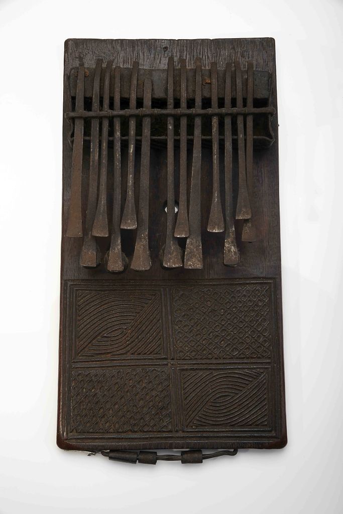 A Kisanji A Kisanji , a wood and iron lamellophone, double lamella frieze, engra&hellip;