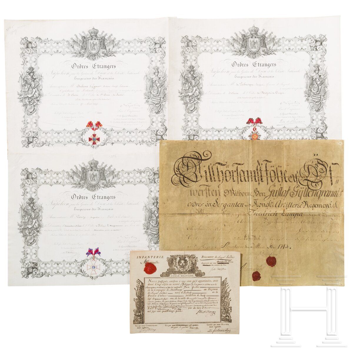 Null Certificat d'acceptation (dimensions 36 x 45 cm), intitulé "Ordres Etranger&hellip;