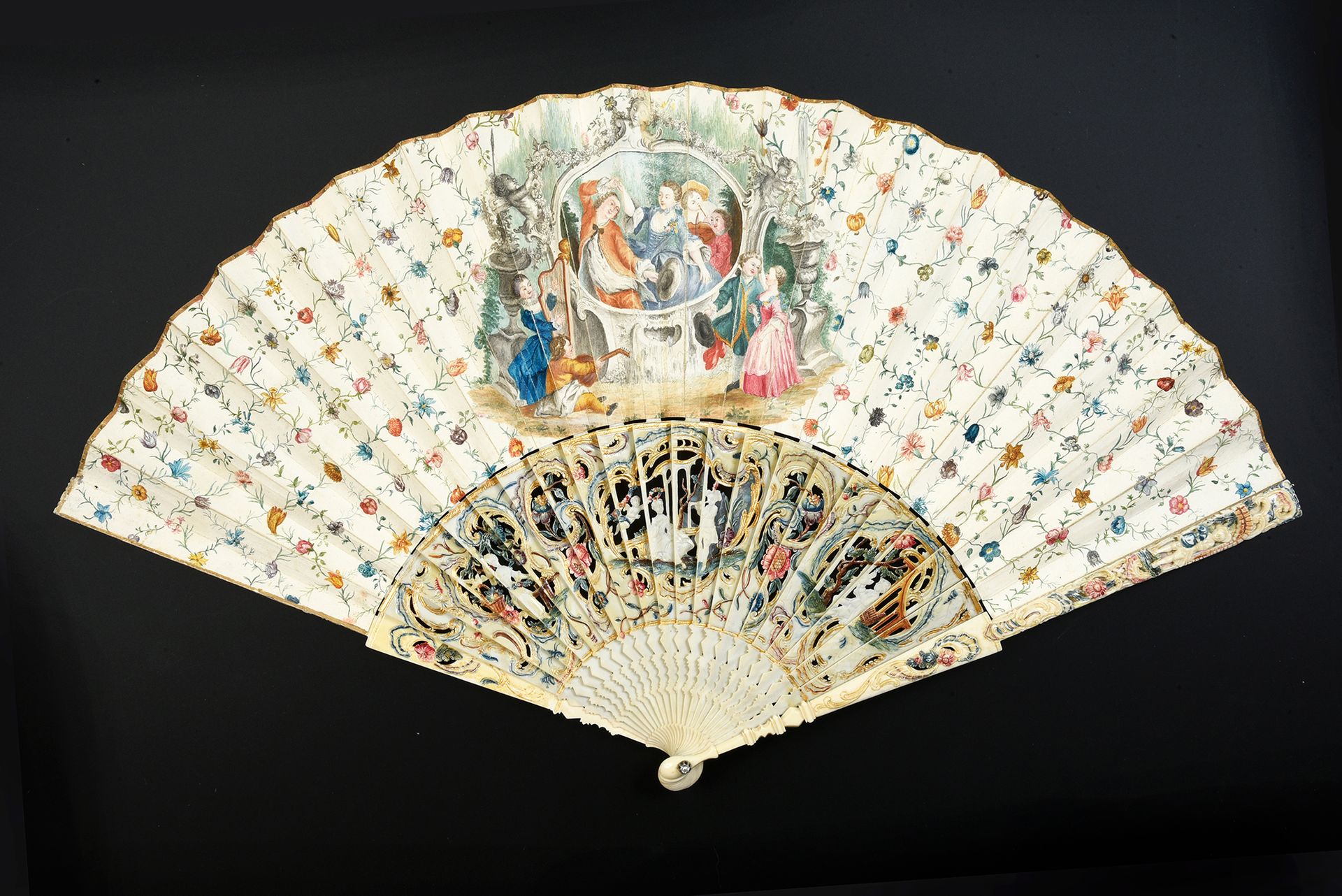 Null Dancers, circa 1750-1760
Folded fan, skin sheet, mounted in English style a&hellip;