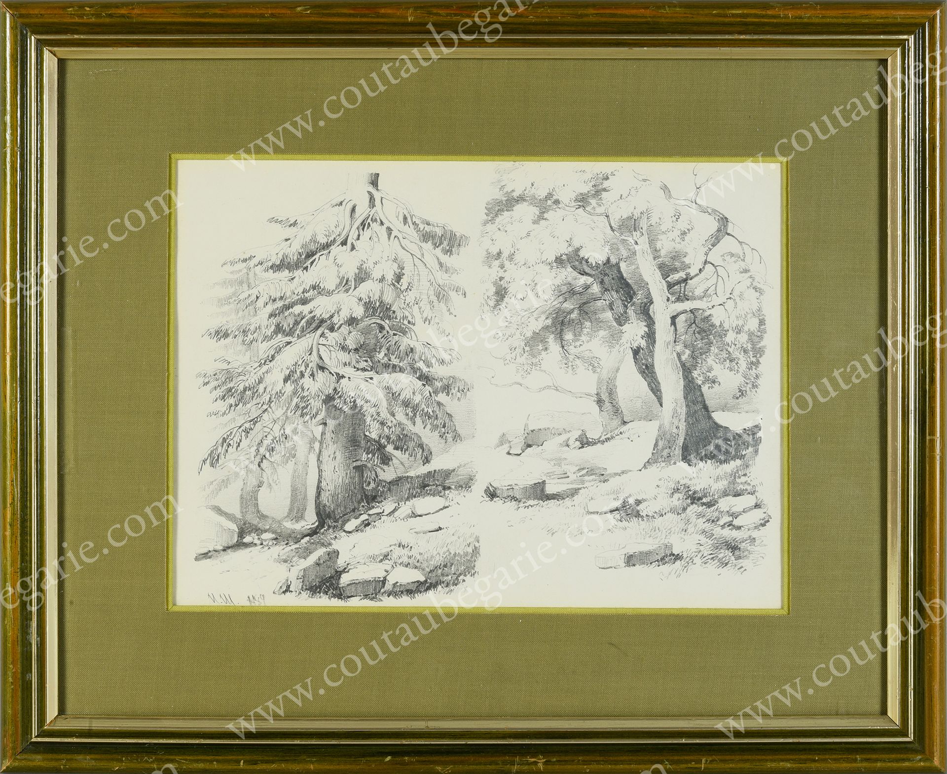 SCHISHKINE Ivan Ivanovitch (1832-1898). Studio di due alberi in un bosco.
Disegn&hellip;