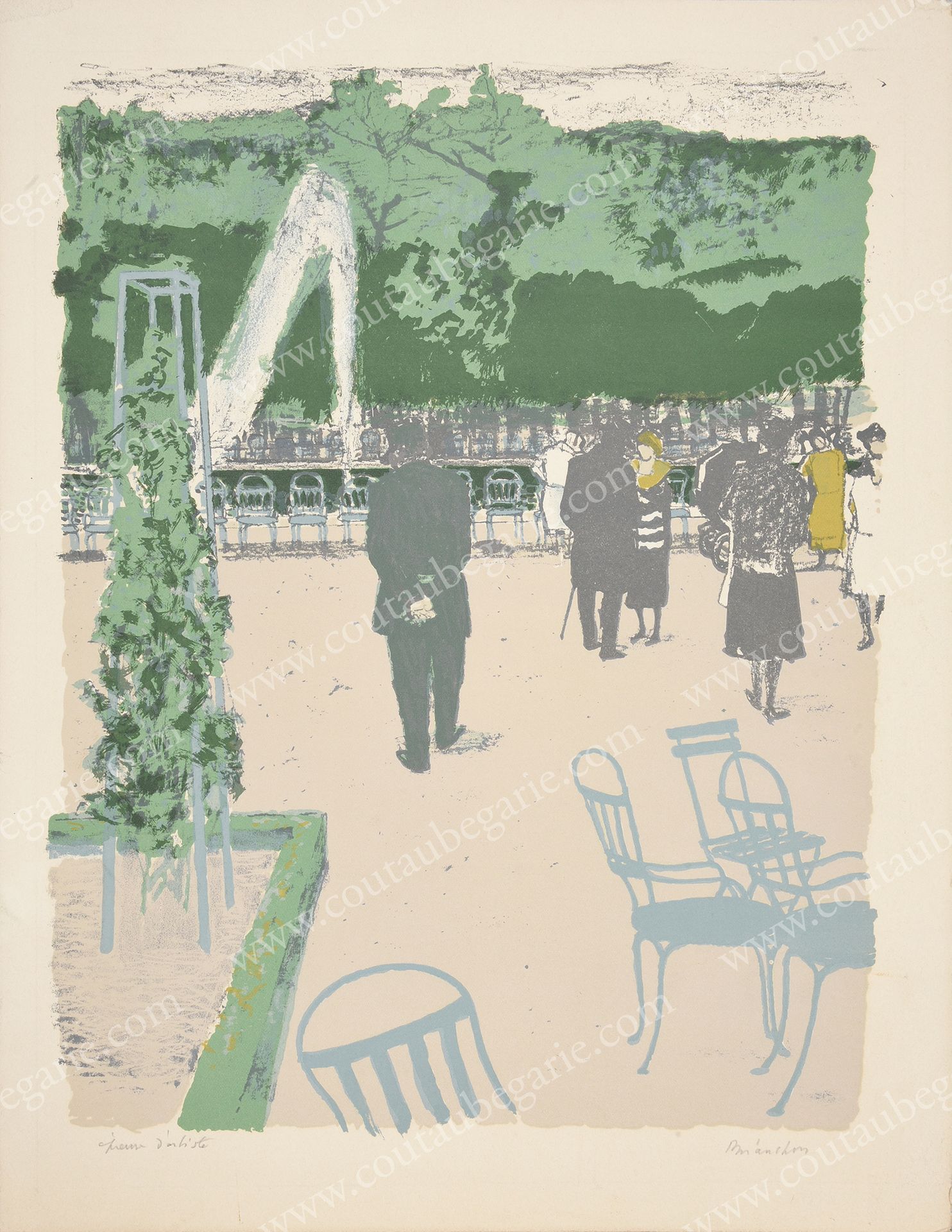 BRIANCHON Maurice (1899-1979). Les Tuileries.
Original lithograph on paper, arti&hellip;