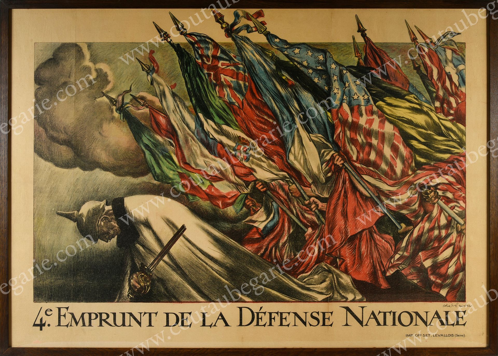 FAIVRE Jules-Abel (1867-1945). 盟军的旗帜击倒了德皇威廉二世（1859-1941）。
彩色石板画，由Devambez出版，在Lev&hellip;