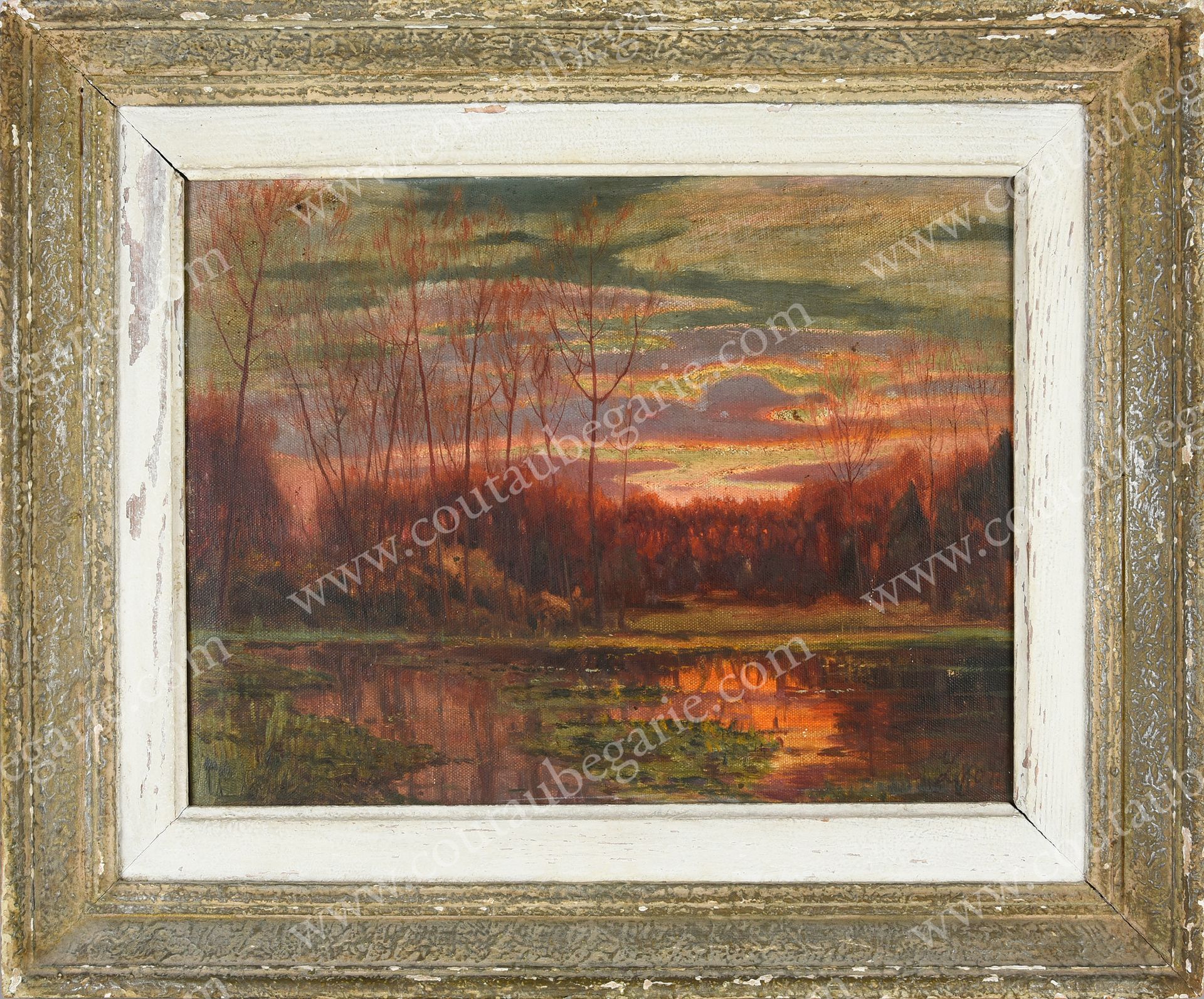 ÉCOLE RUSSE DU XXe SIÈCLE. LVOFF Georges A. Forest at sunset.
Oil on isorel sign&hellip;