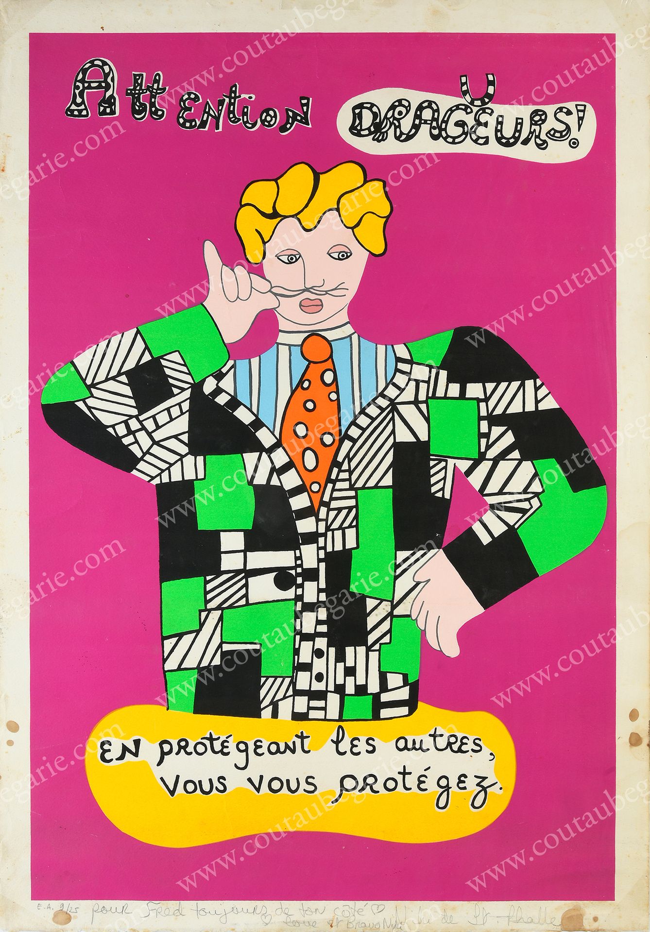 SAINT PHALLE Niki de (1930-2002). Attention Dragueur.
Original-Künstlerabzug in &hellip;