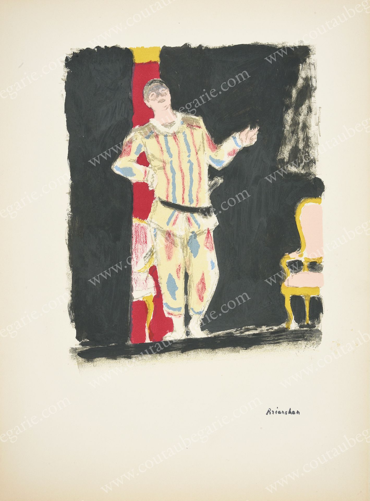BRIANCHON Maurice (1899-1979). Harlequin, Araminte's valet in "Les Fausses Confi&hellip;