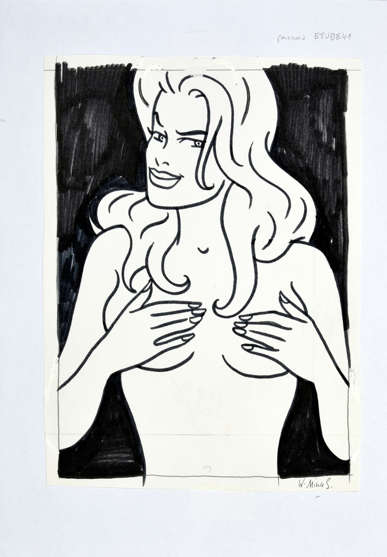 MINUS, Walter (1958) OLEGOUCHKA.
纸上毛毡笔和石墨。
尺寸：22.9x16.9厘米。