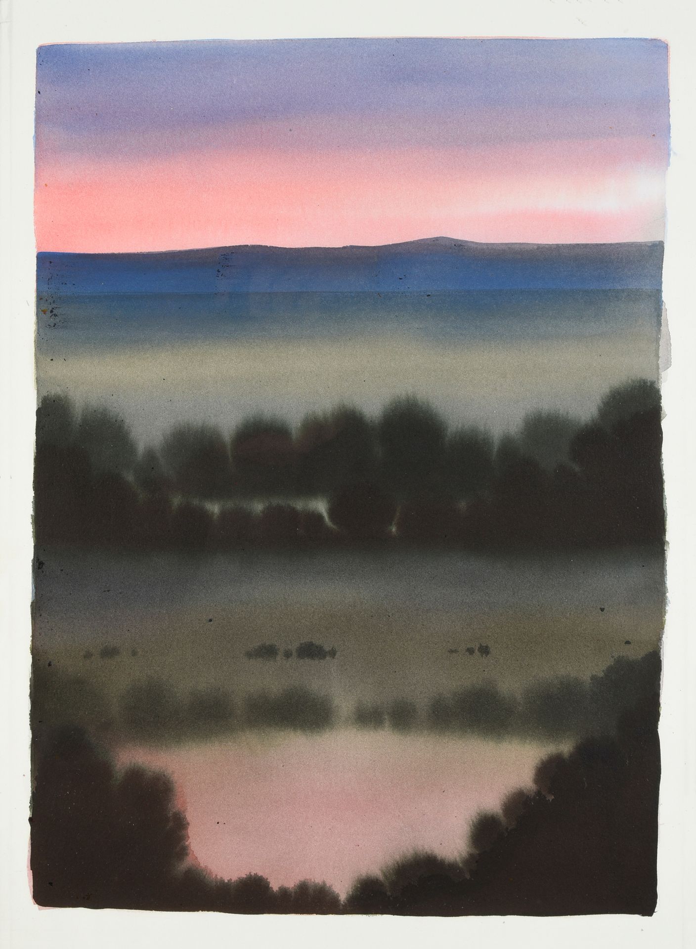 CAZO, Magali (1979) Bocage au soleil couchant.
Acrylic ink on watercolor paper. &hellip;