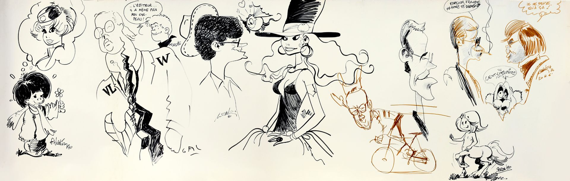 COLLECTIF DUPUIS 大型卷纸壁画，充实了1980年漫画节期间比利时一些伟大的漫画作者用毡笔签名的图画。
有非常漂亮的插图，包括威尔（伊莎贝尔）、塞&hellip;