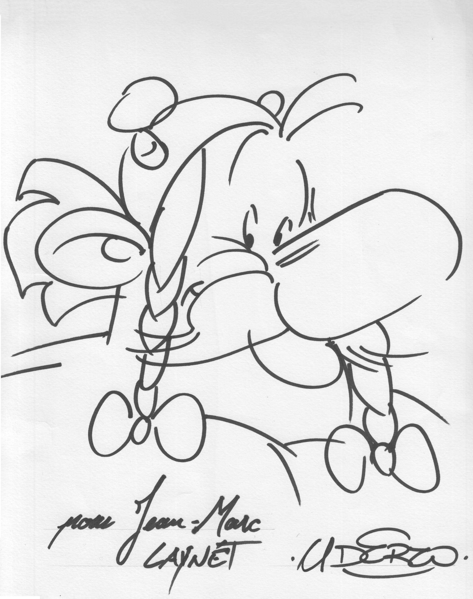 UDERZO, Albert (1927-2020) 康森纸业的黑色毡尖画原作。图画上有乌德索的签名和献词。80年代末。

尺寸：32 x 24厘米。