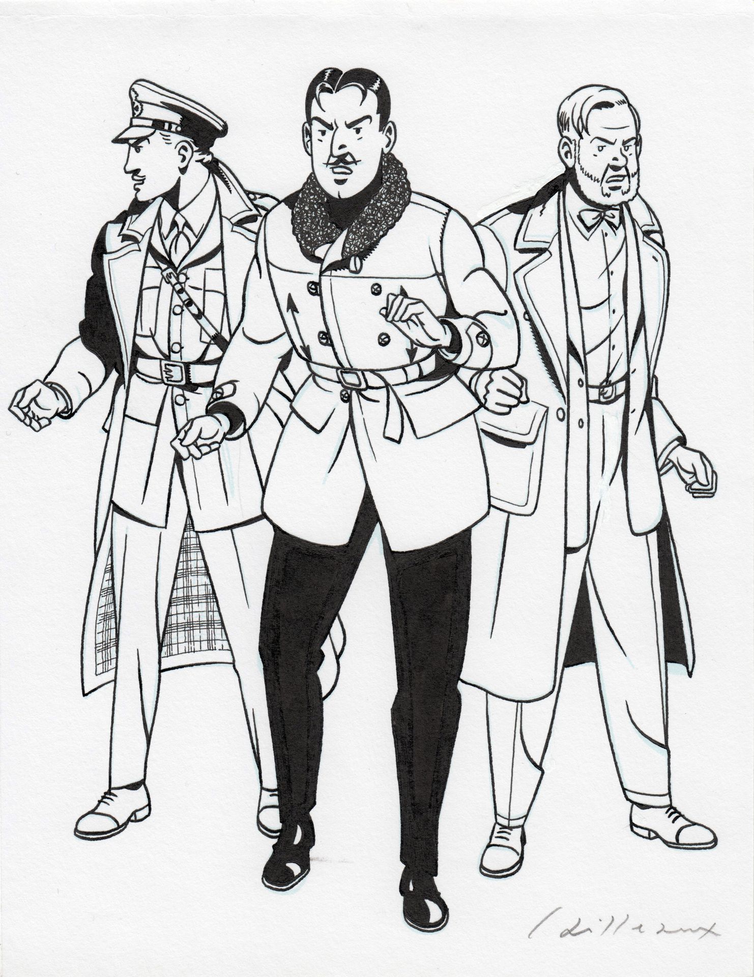 CAILLEAUX, Christian (1967) 插图 布莱克、莫蒂默和奥利克（根据雅各布斯）。

纸上蓝铅笔和印度墨水。Christian Caille&hellip;