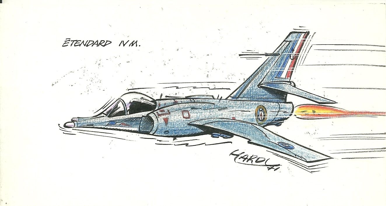 HARDY Dedication dated 71, Etendard IV M. 

Ink and colored pencil on paper. Don&hellip;