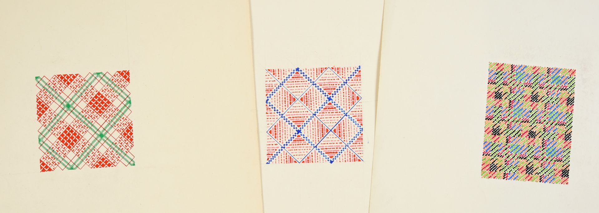 Null 一组时尚织物模型，1950-1970年左右，水粉和墨水在纸上；大部分是抽象和几何构图，包括小规模的网格和瓷砖。
大约150张画，从6 x 6厘米到15&hellip;