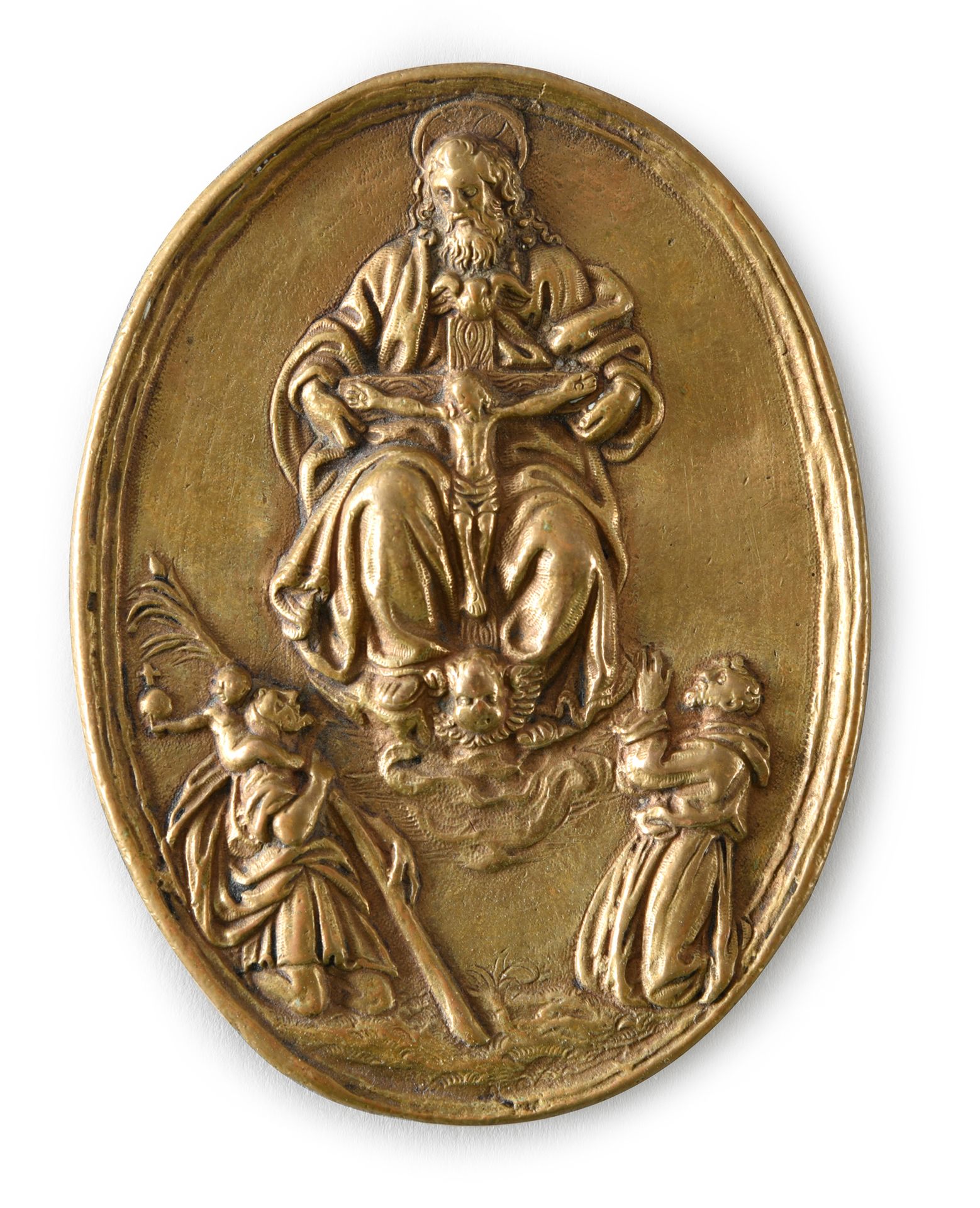 Espagne, début du XVIIe siècle 
Plaque pectorale en bronze de forme ovale représ&hellip;