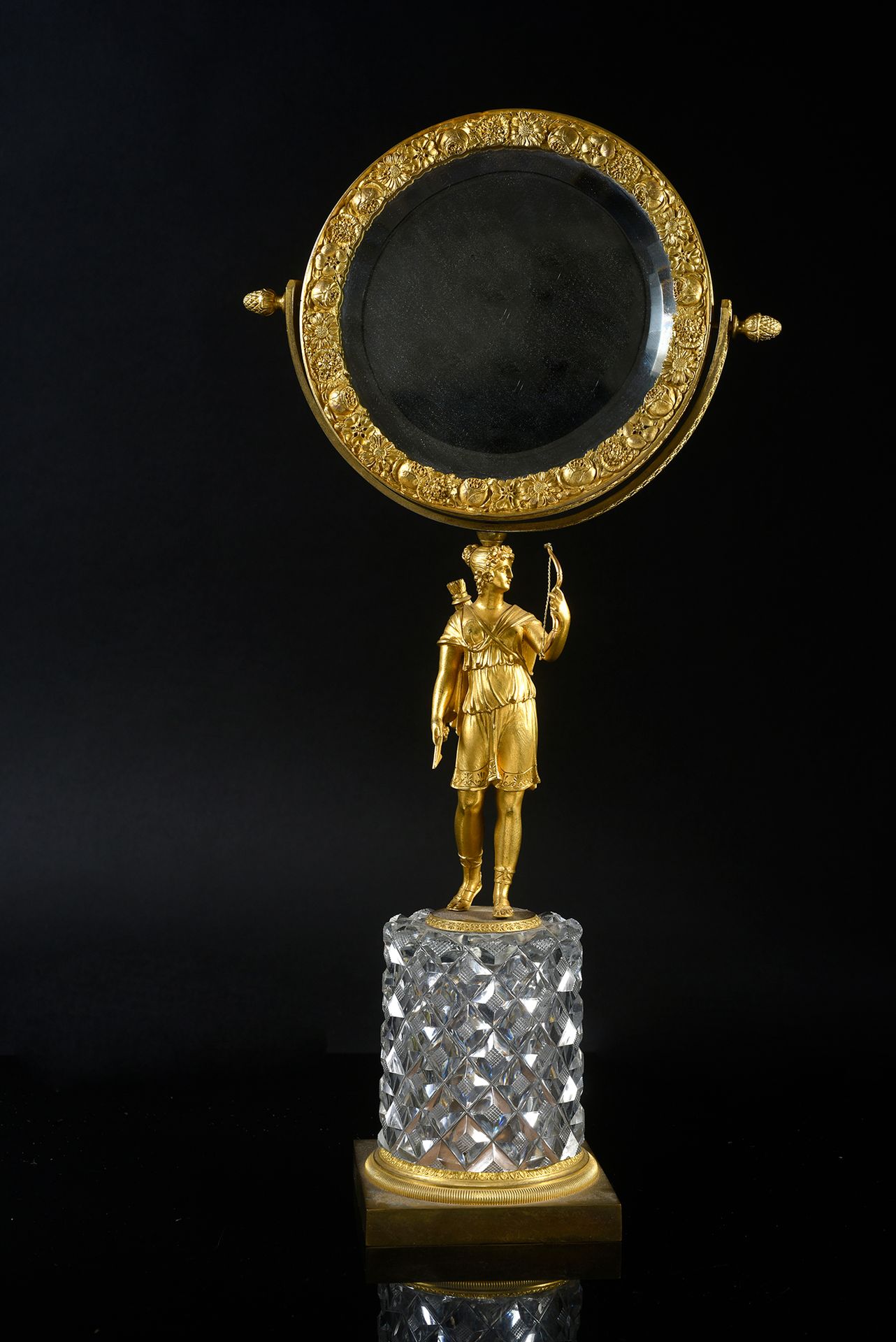 Null Psyché de table en bronze doré, le miroir à deux faces et réversible, décor&hellip;