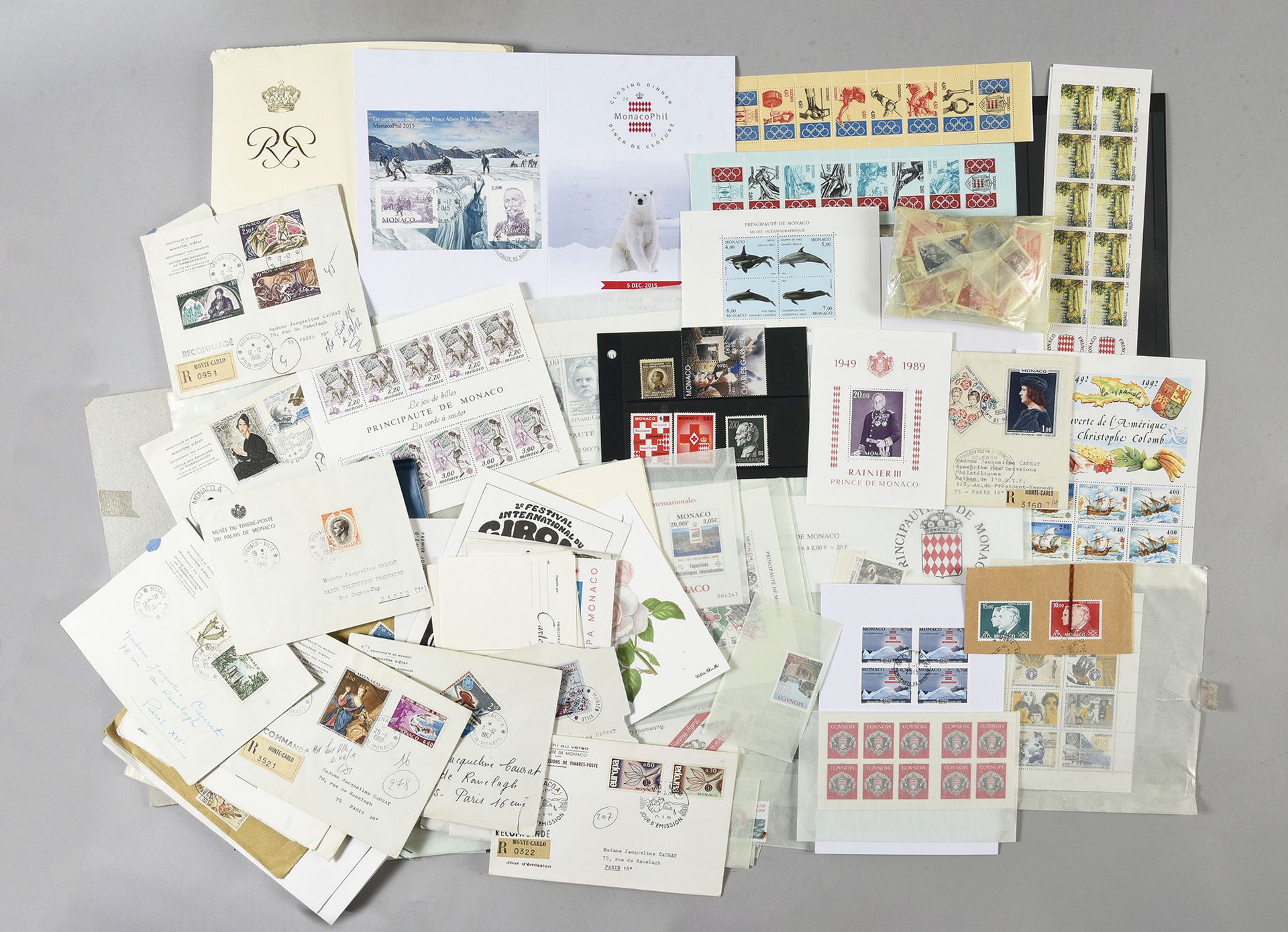 Null 杰奎琳-考拉（1927/2021）。Speakrine，记者，电视节目主持人和集邮专家。1套超过300枚的摩纳哥公国邮票，包括邮件、集邮卡和各种信函。&hellip;