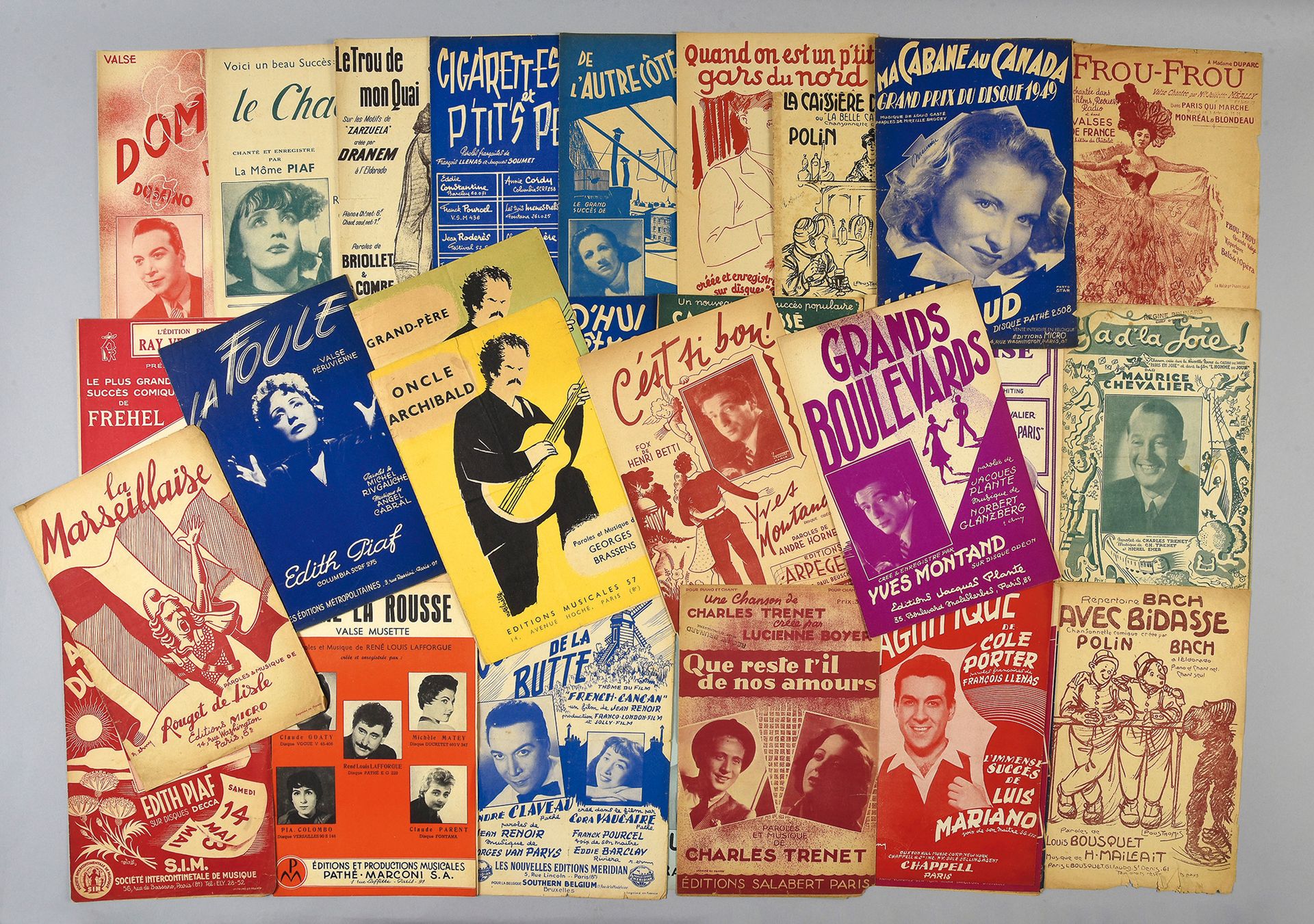 Null 法国歌曲：一套18张1930年至1960年间法国歌曲最伟大的艺术家的原始签名照片：安德烈斯、博达斯、杰奎琳-弗朗索瓦、吕西安娜-博耶、雷-文图拉、安妮&hellip;