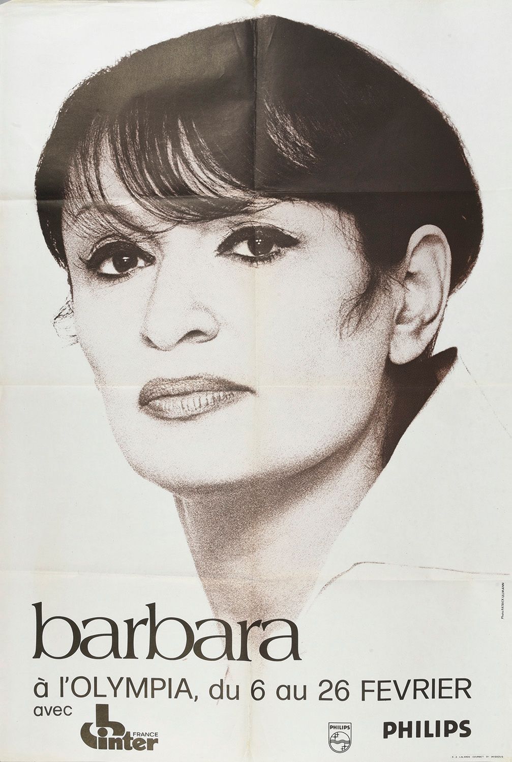 Null 巴尔巴拉（1930/1997）。作家、作曲家、表演者和演员。1张原始海报，宣布芭芭拉1978年2月6日至26日在L'Olympia的音乐会。格式80x&hellip;