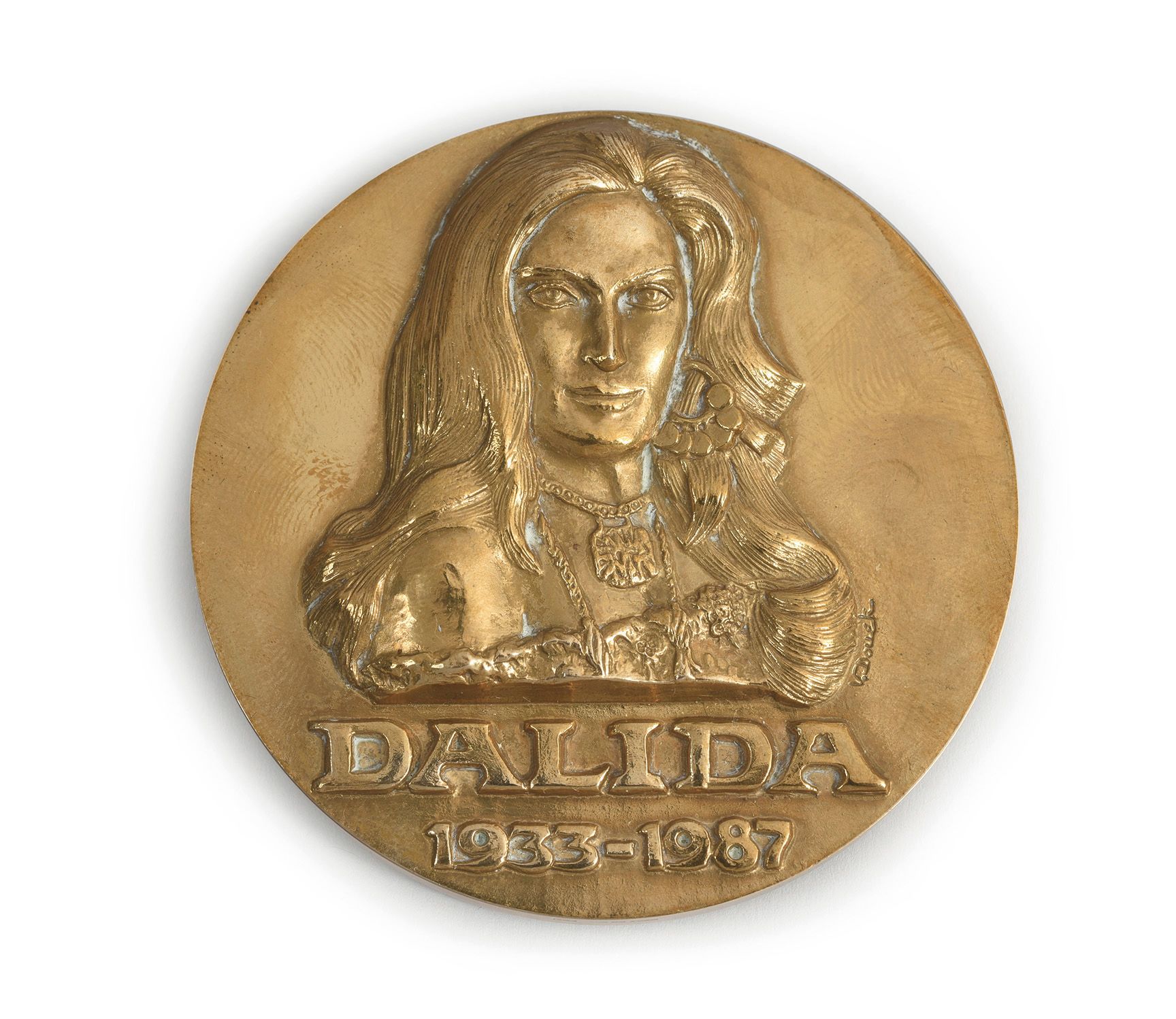 Null 达利达（1933/1987）。歌手和女演员。1枚代表达利达的佛罗伦萨铜牌，由杜埃克设计，1988年由巴黎大教堂编辑出版。完美的状态。