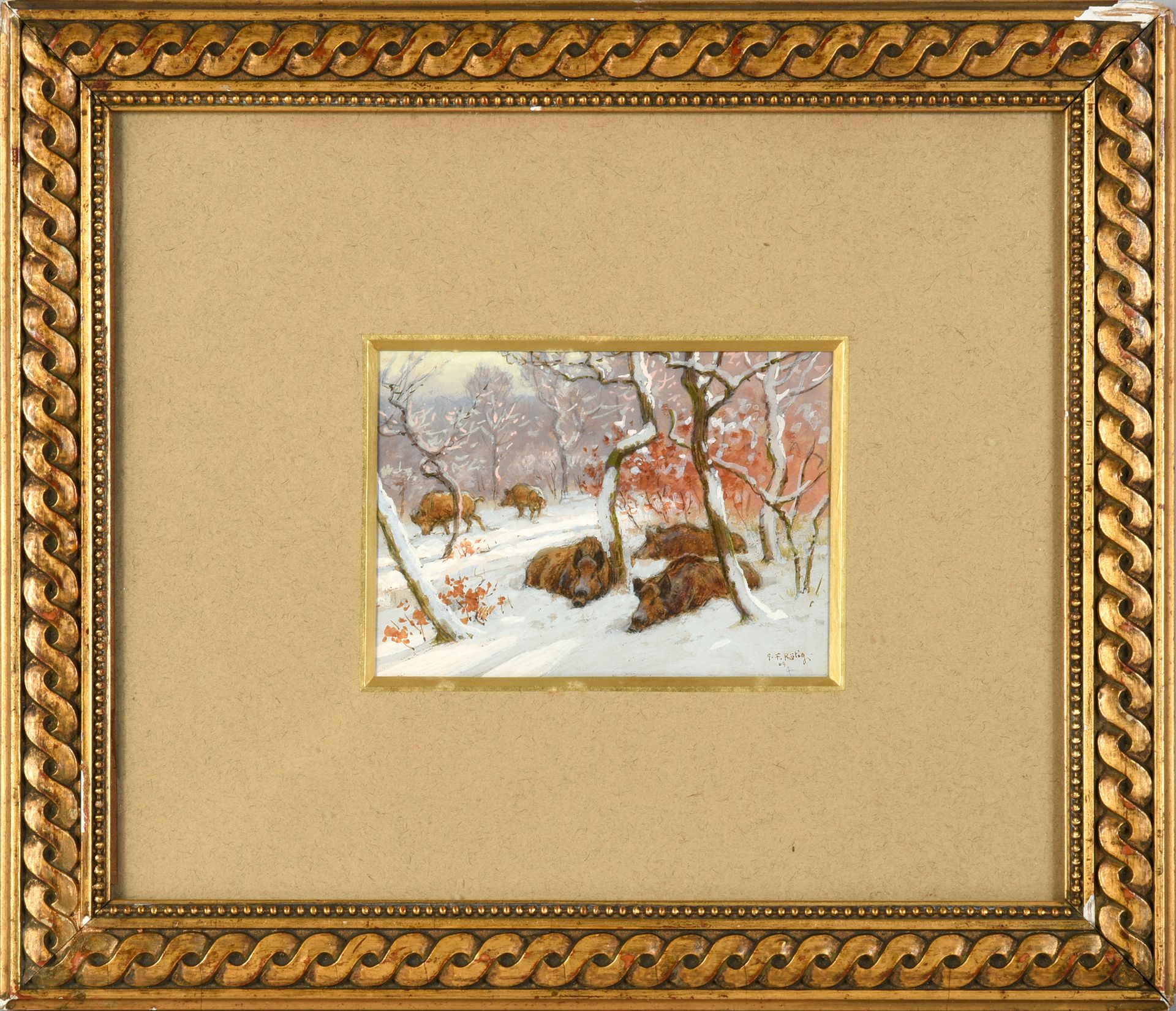 Georges Frédéric ROTIG (1873-1961) Horde de sangliers dans la neige.
Renards à l&hellip;